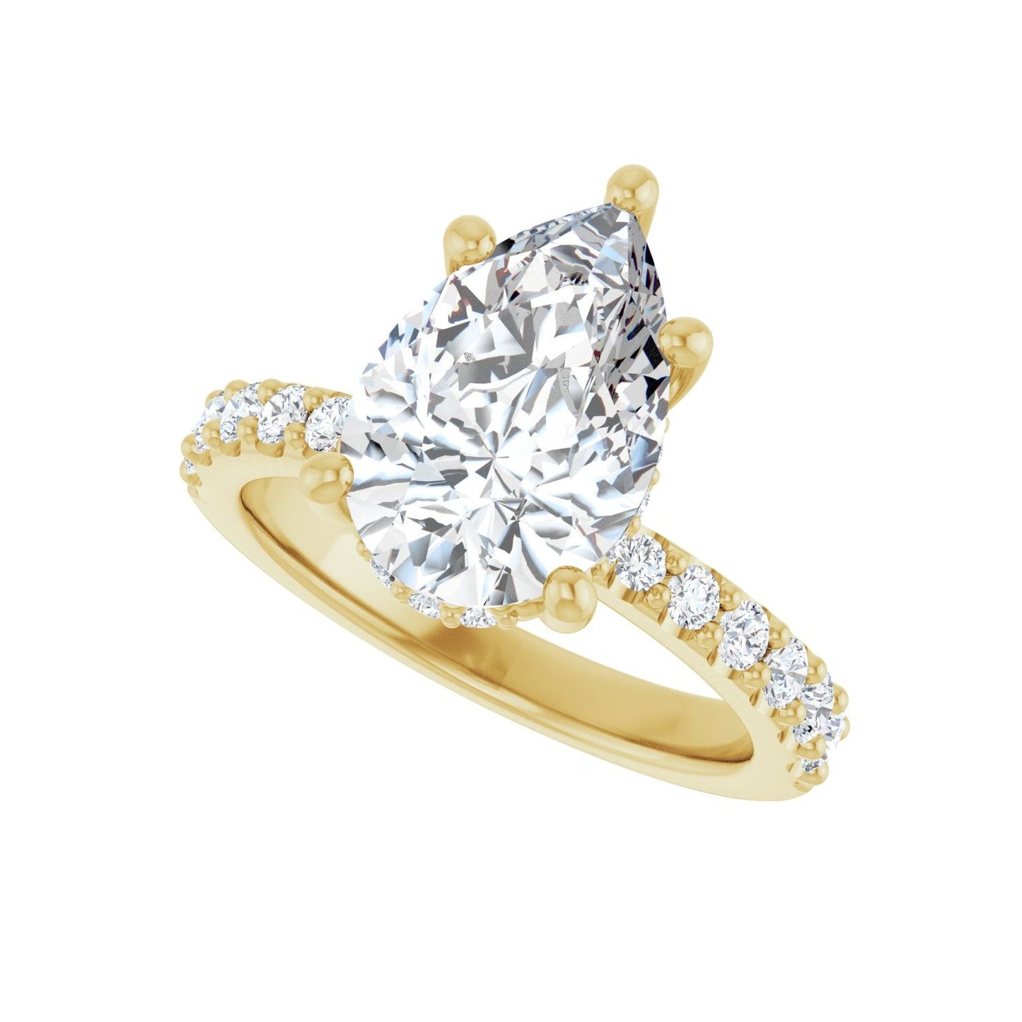 Pear Hidden Halo-Style Engagement Ring | Metal Type=14K Yellow Gold | Center Stone Size=3 CT | Image 5