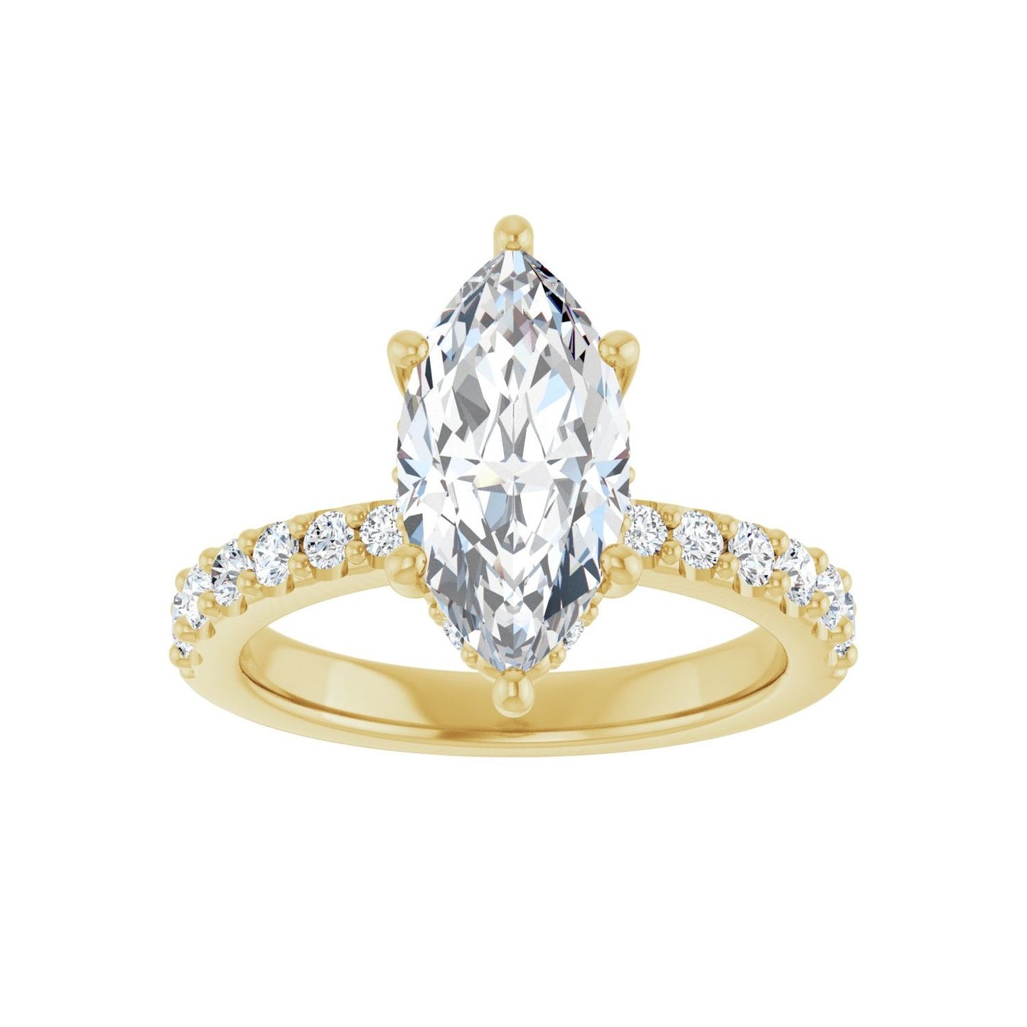 Marquise Hidden Halo-Style Engagement Ring | Metal Type=14K Yellow Gold | Center Stone Size=2 CT | Image 3