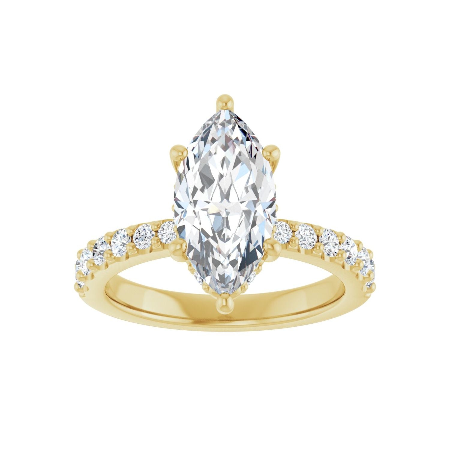 Marquise Hidden Halo-Style Engagement Ring | Metal Type=14K Yellow Gold | Center Stone Size=2 CT | Image 3