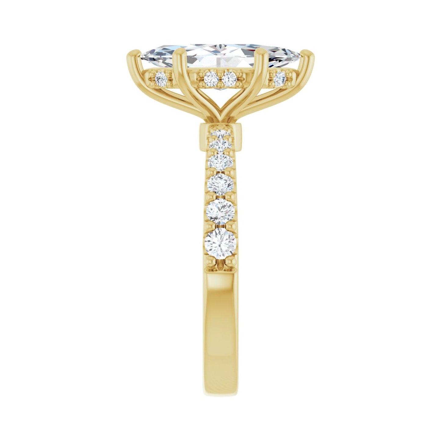 Marquise Hidden Halo-Style Engagement Ring | Metal Type=14K Yellow Gold | Center Stone Size=2 CT | Image 4
