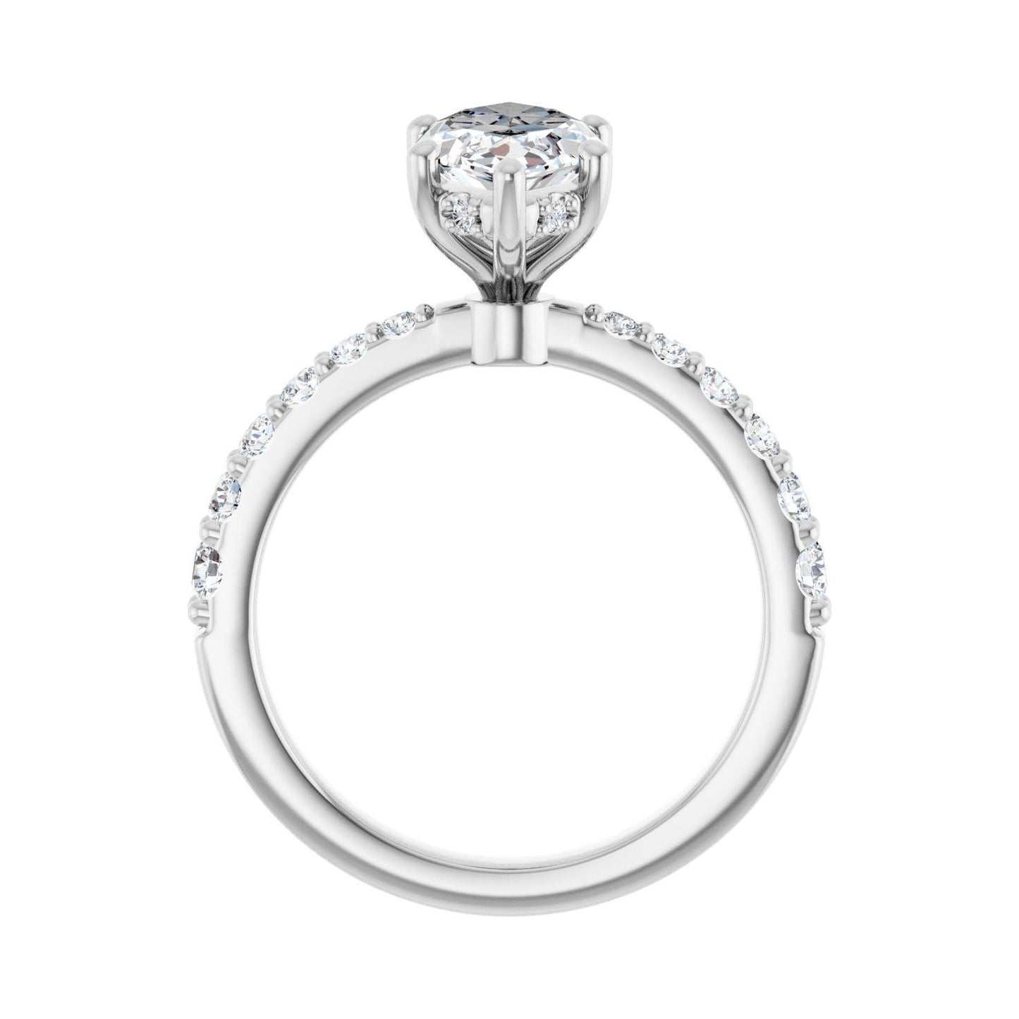Marquise Hidden Halo-Style Engagement Ring | Metal Type=14K White Gold | Center Stone Size=2 CT | Image 2