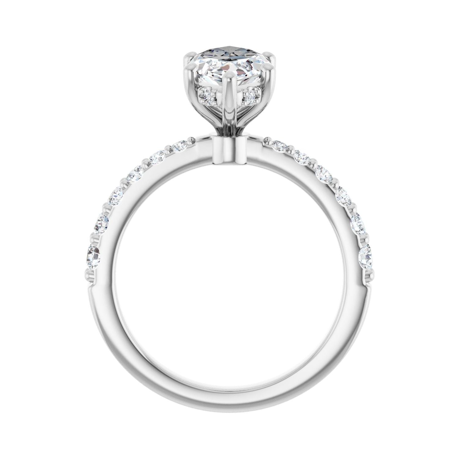 Marquise Hidden Halo-Style Engagement Ring | Metal Type=14K White Gold | Center Stone Size=2 CT | Image 2