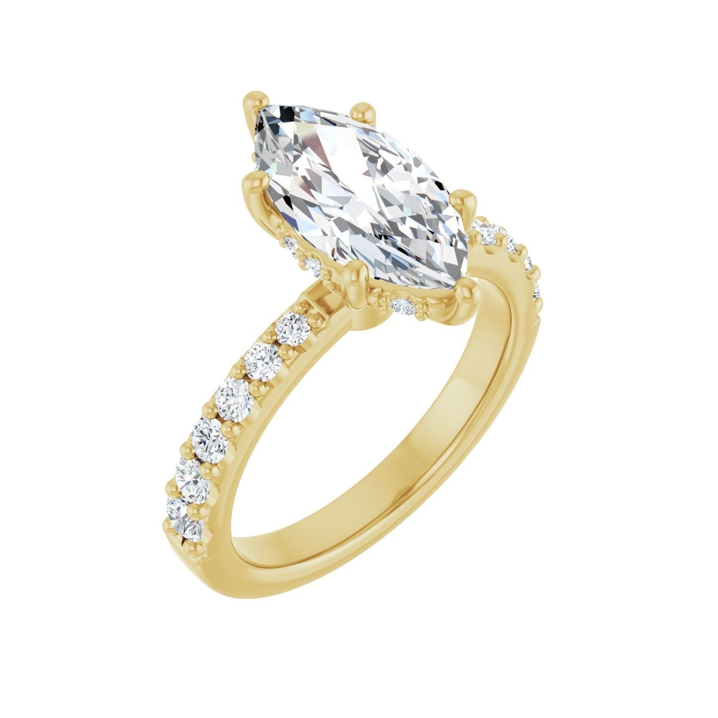 Marquise Hidden Halo-Style Engagement Ring | Metal Type=14K Yellow Gold | Center Stone Size=2 CT | Image 1