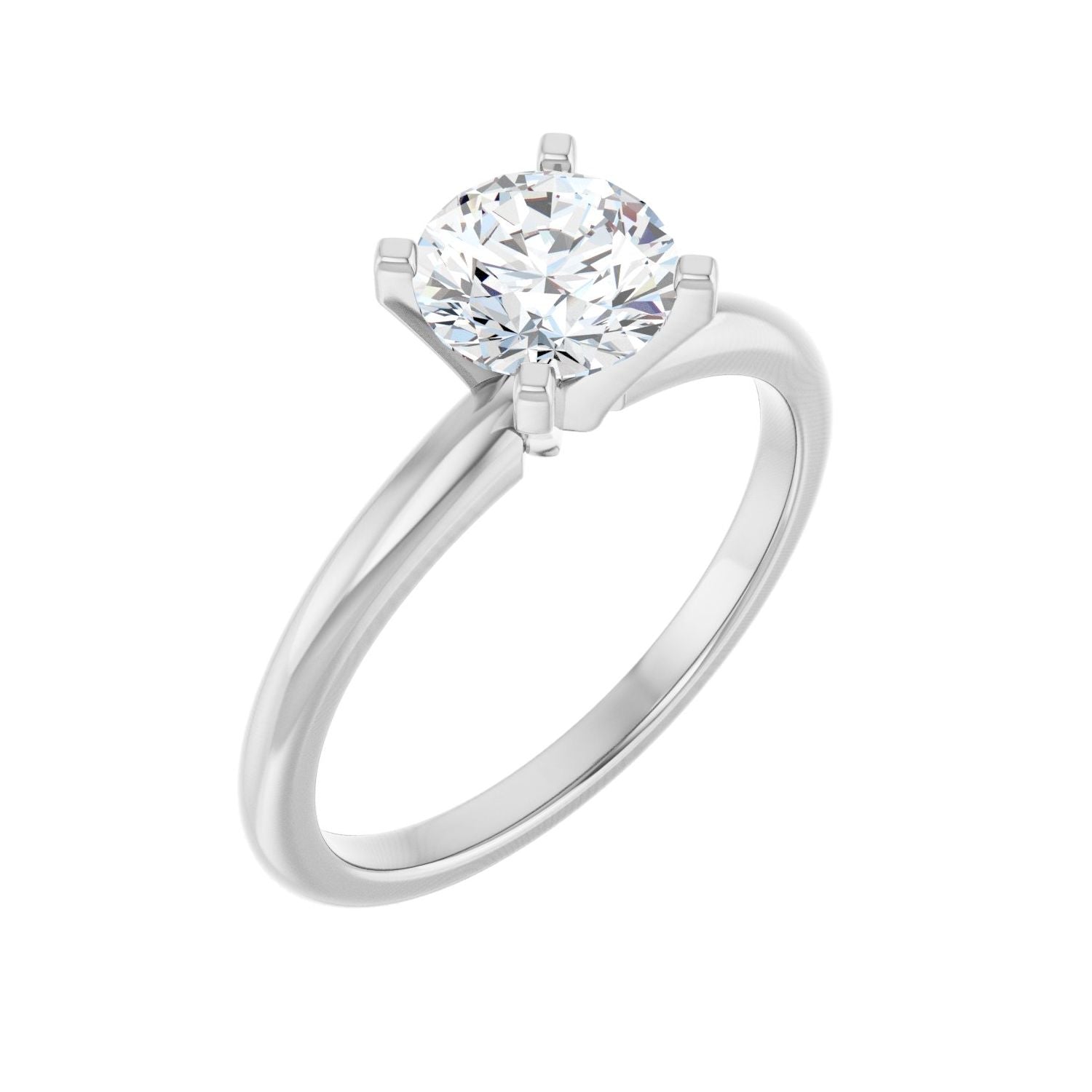 Round Engagement Ring | Metal Type=14K White Gold | Center Stone Size=1 CT | Image 1