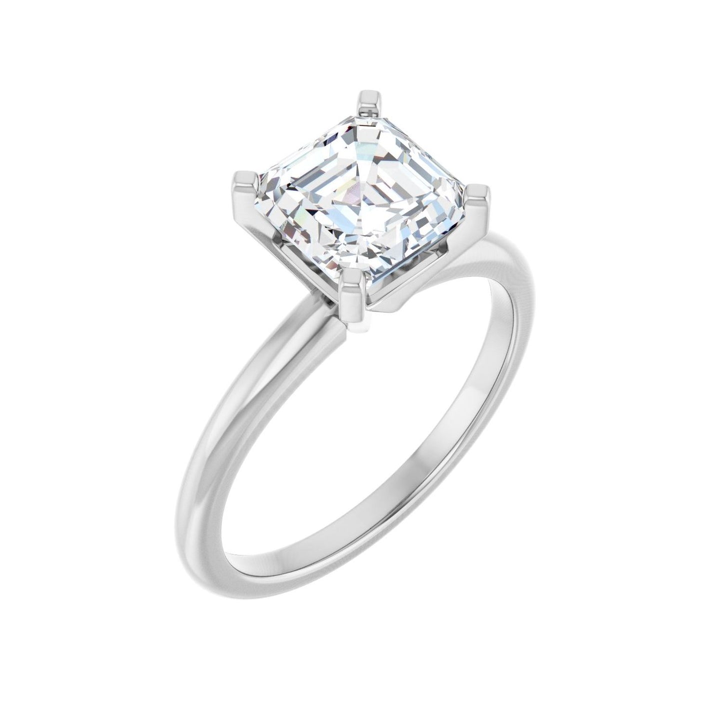 Asscher Engagement Ring | Metal Type=14K White Gold | Center Stone Size=2 CT | Image 1