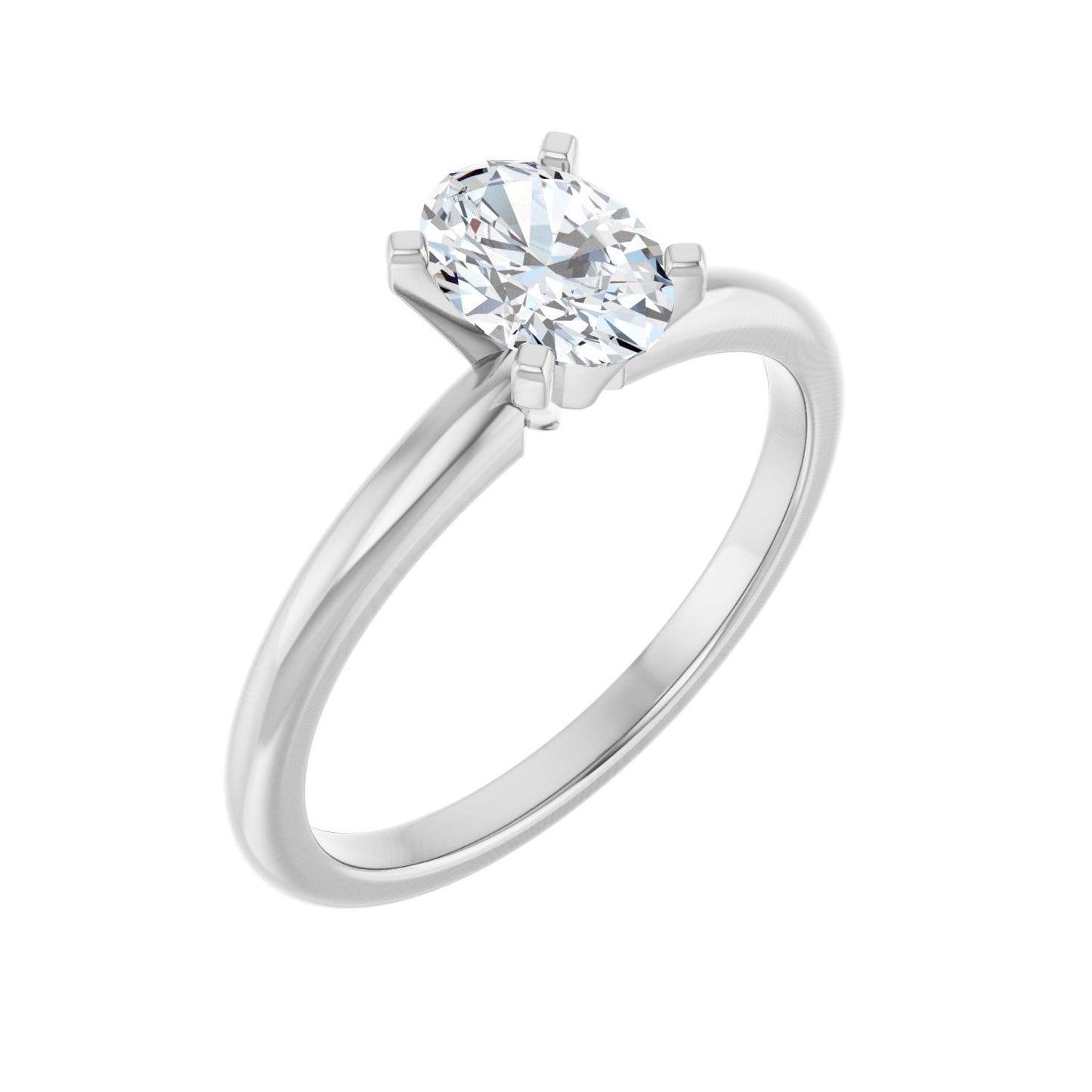 Oval Engagement Ring | Metal Type=14K White Gold | Center Stone Size=1 CT | Image 1