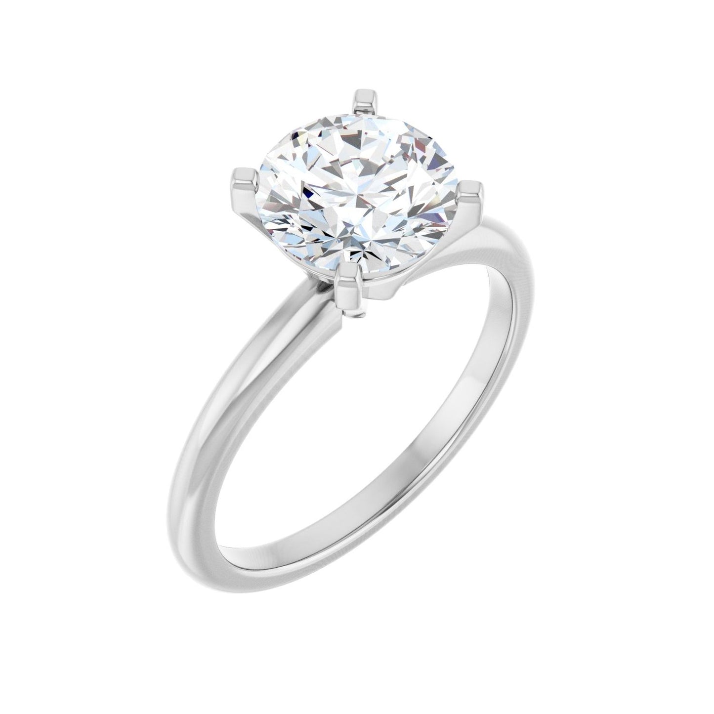 Round Engagement Ring | Metal Type=14K White Gold | Center Stone Size=2 CT | Image 1