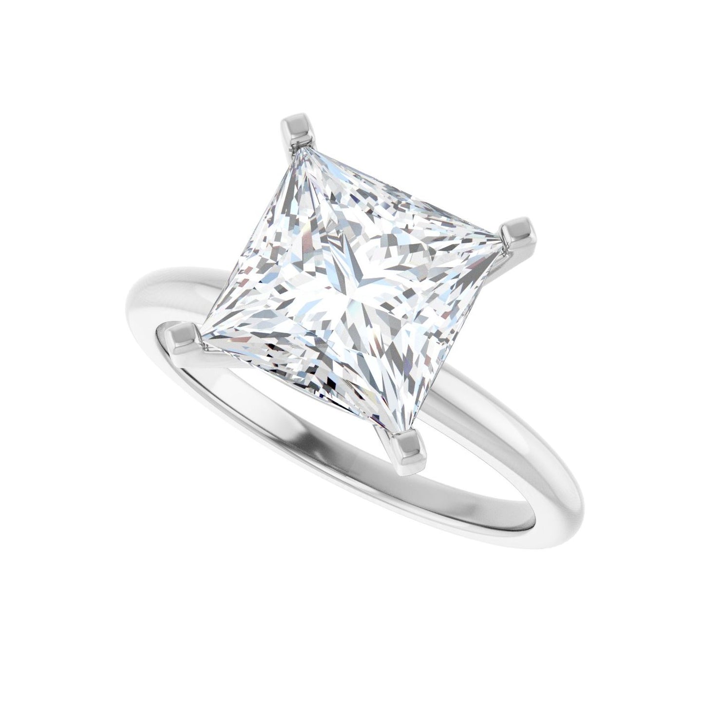 Square Engagement Ring | Metal Type=14K White Gold | Center Stone Size=3 CT | Image 5