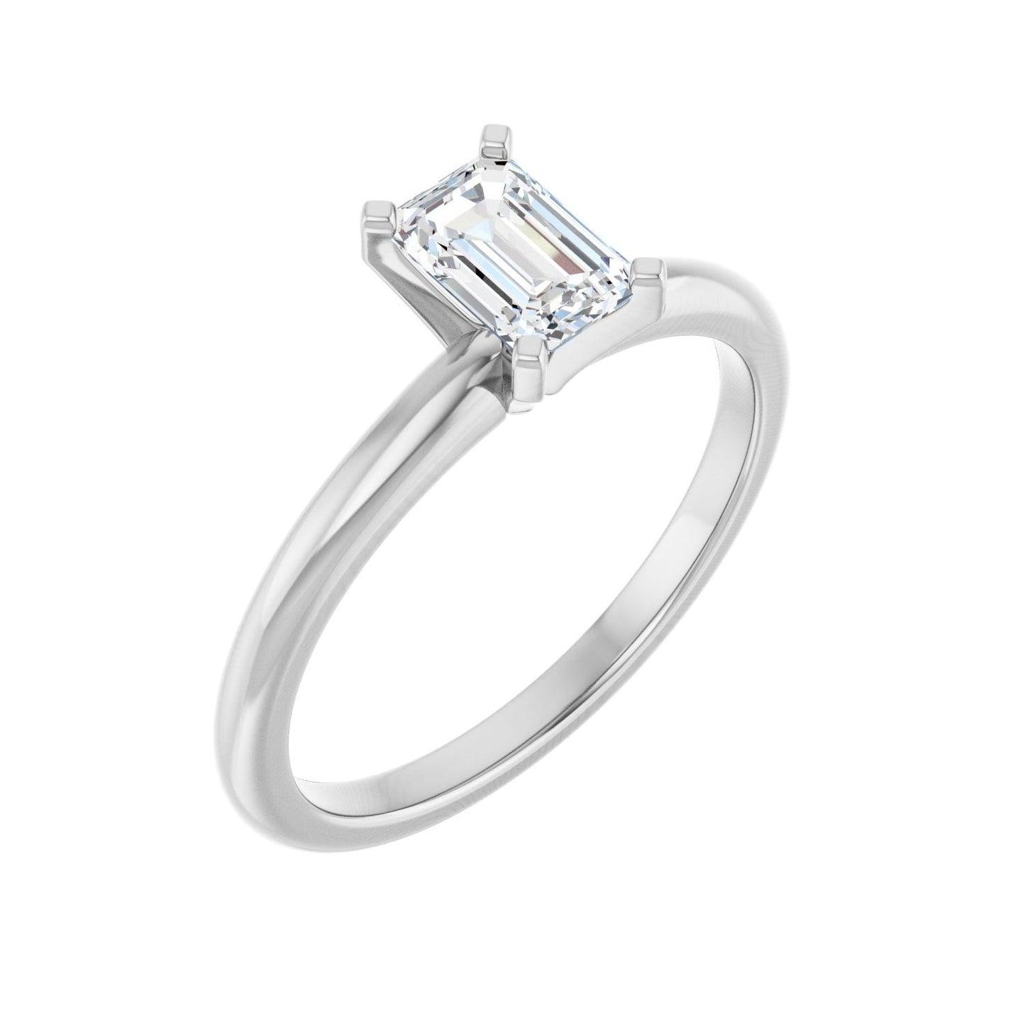Emerald Engagement Ring | Metal Type=14K White Gold | Center Stone Size=1 CT | Image 1