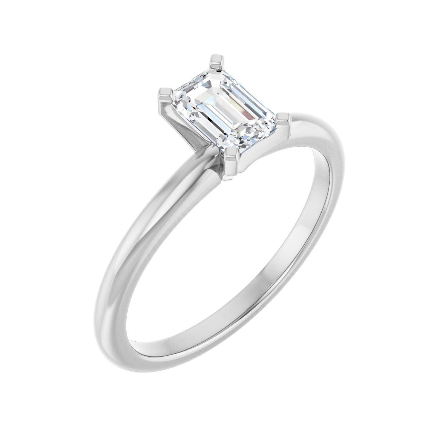 Emerald Engagement Ring | Metal Type=14K White Gold | Center Stone Size=1 CT | Image 1