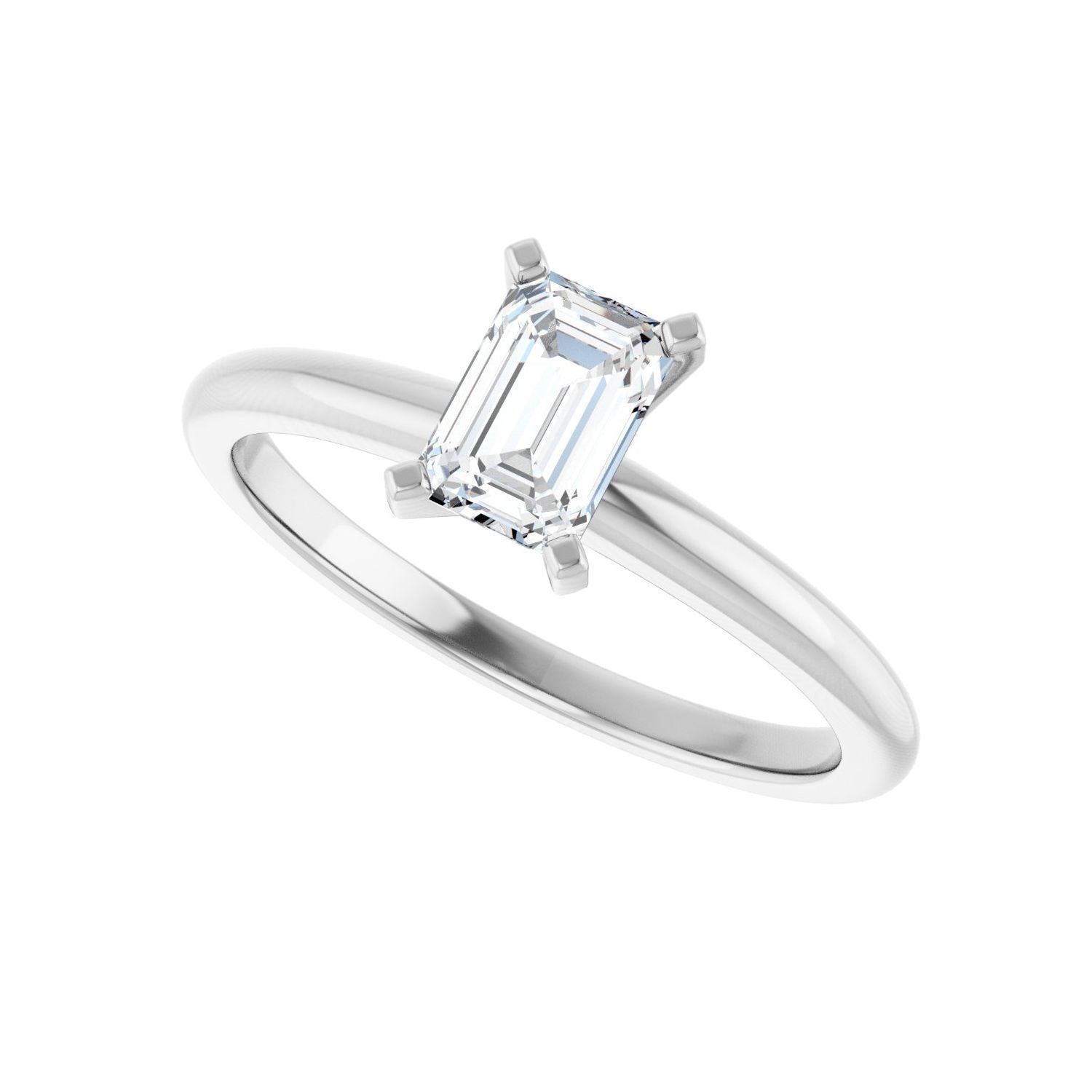 Emerald Engagement Ring | Metal Type=14K White Gold | Center Stone Size=1 CT | Image 5