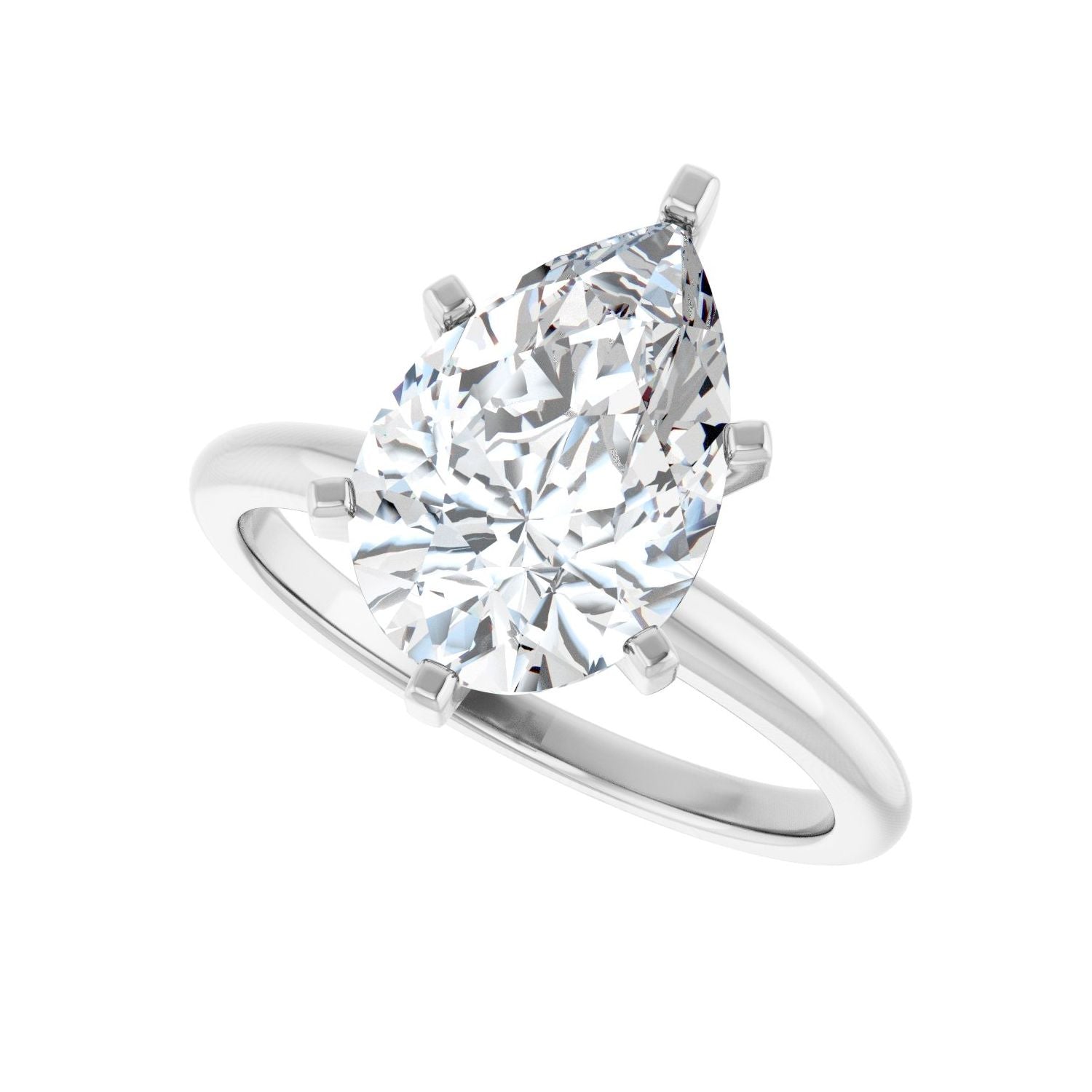 Pear Engagement Ring | Metal Type=14K White Gold | Center Stone Size=3 CT | Image 5