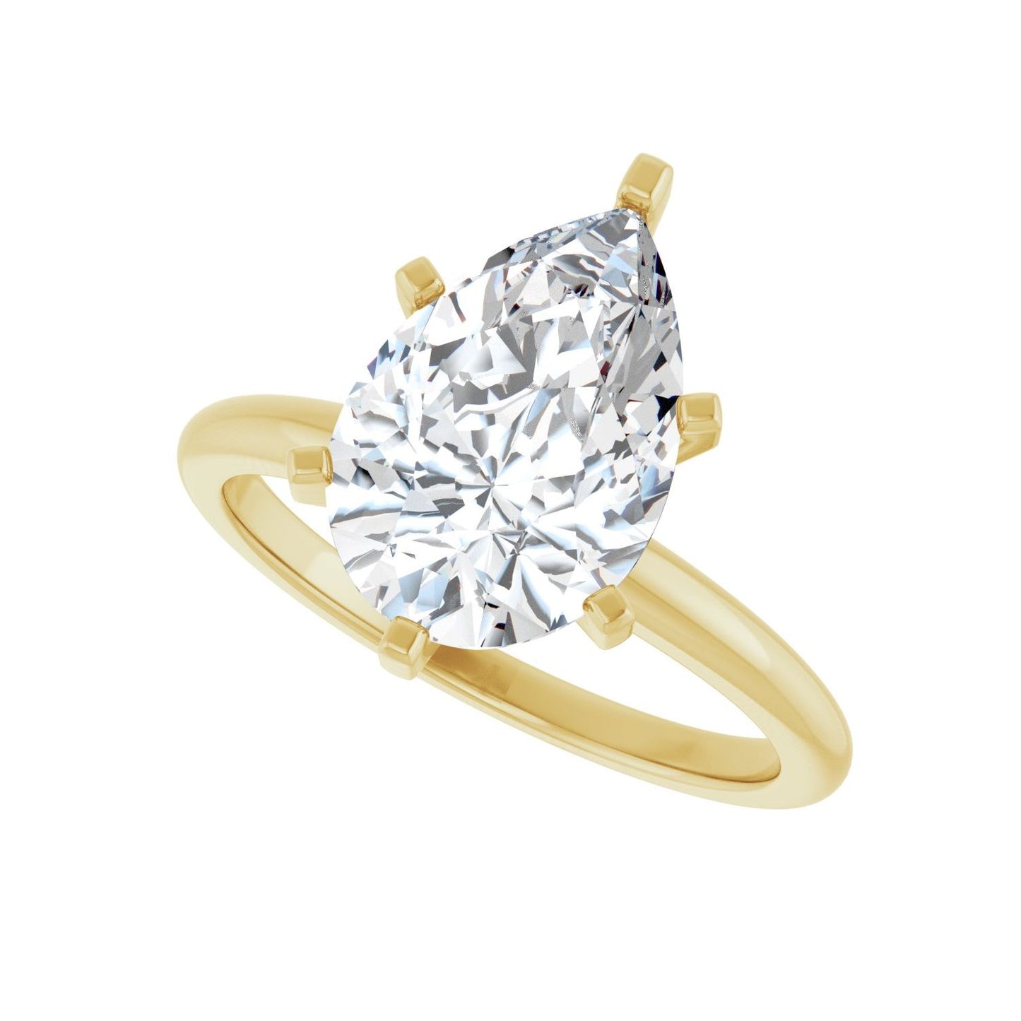 Pear Engagement Ring | Metal Type=14K Yellow Gold | Center Stone Size=3 CT | Image 5