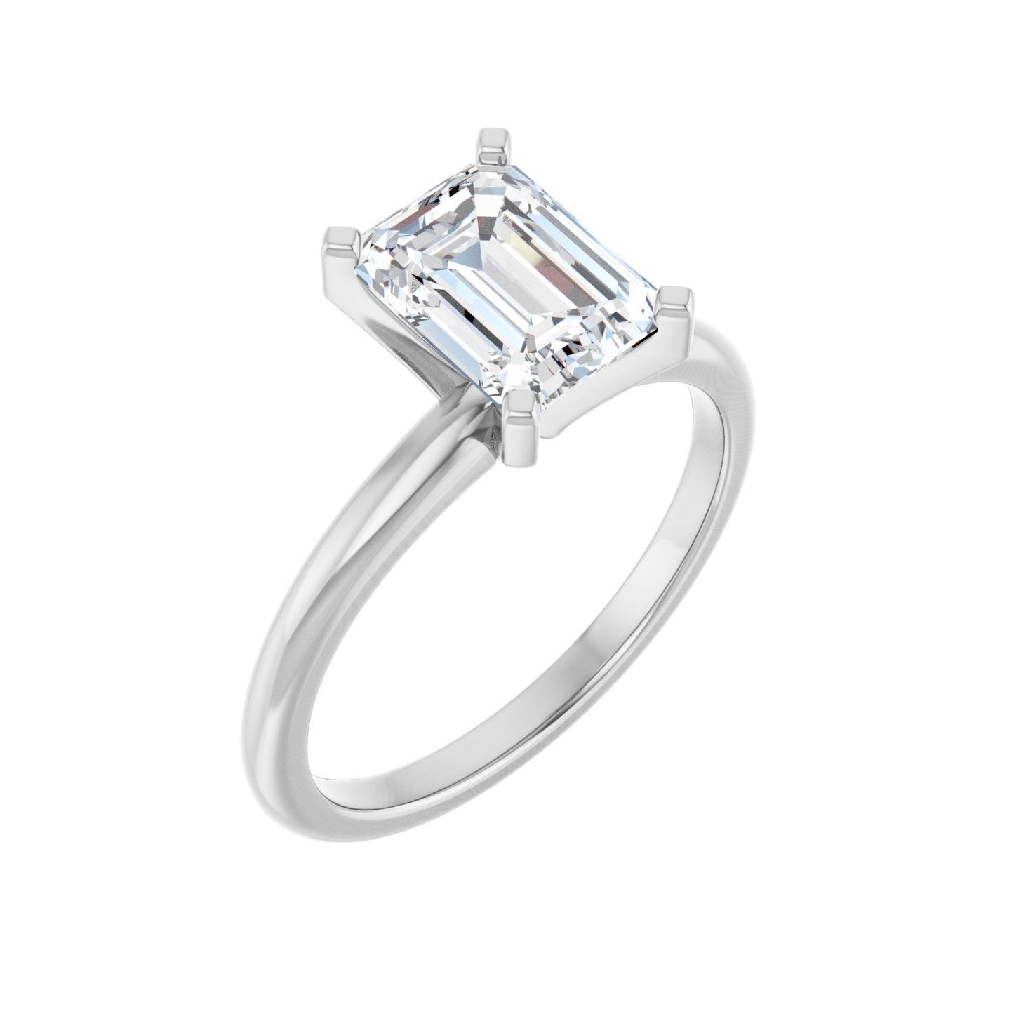 Emerald Engagement Ring | Metal Type=14K White Gold | Center Stone Size=2 CT | Image 1