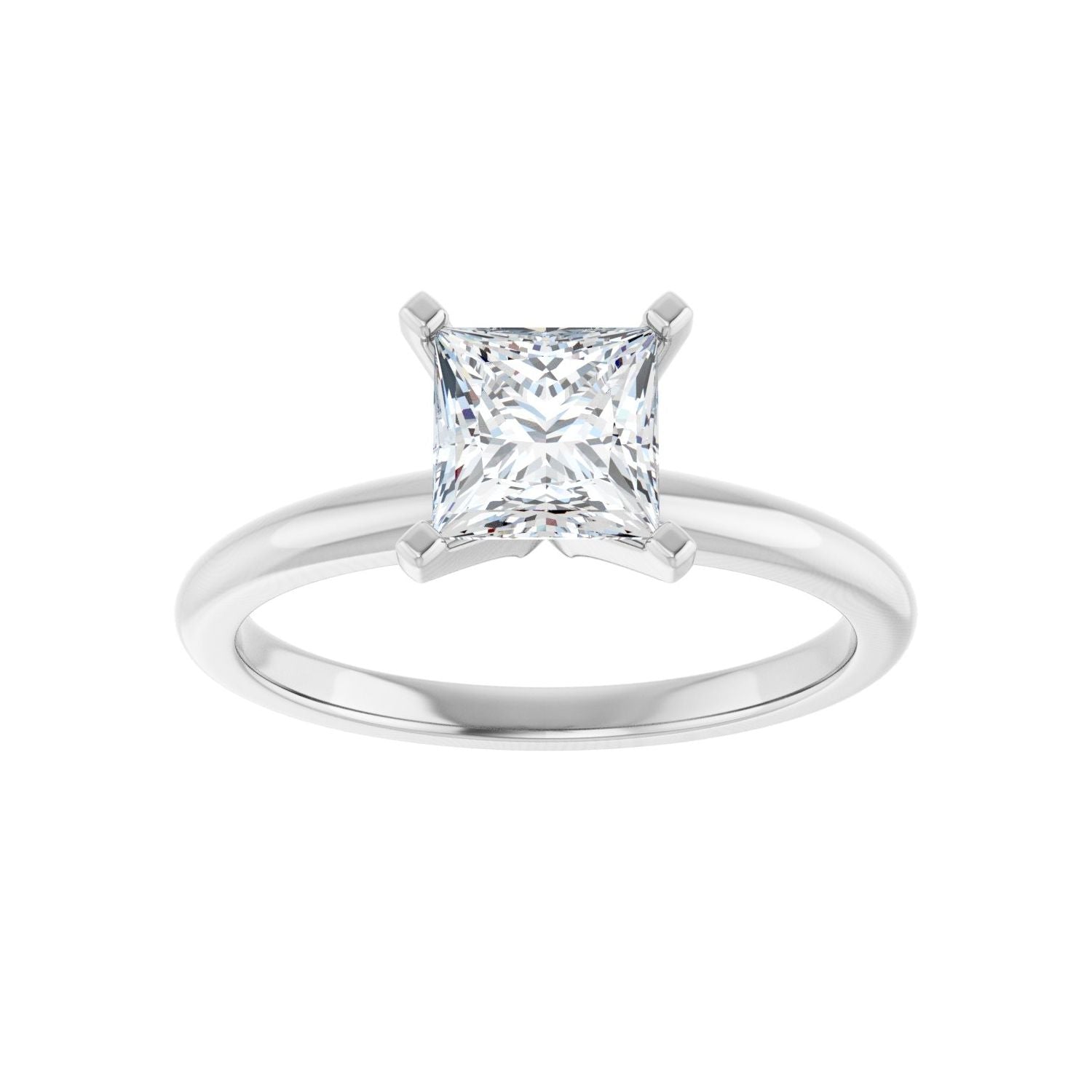 Square Engagement Ring | Metal Type=14K White Gold | Center Stone Size=1 CT | Image 3
