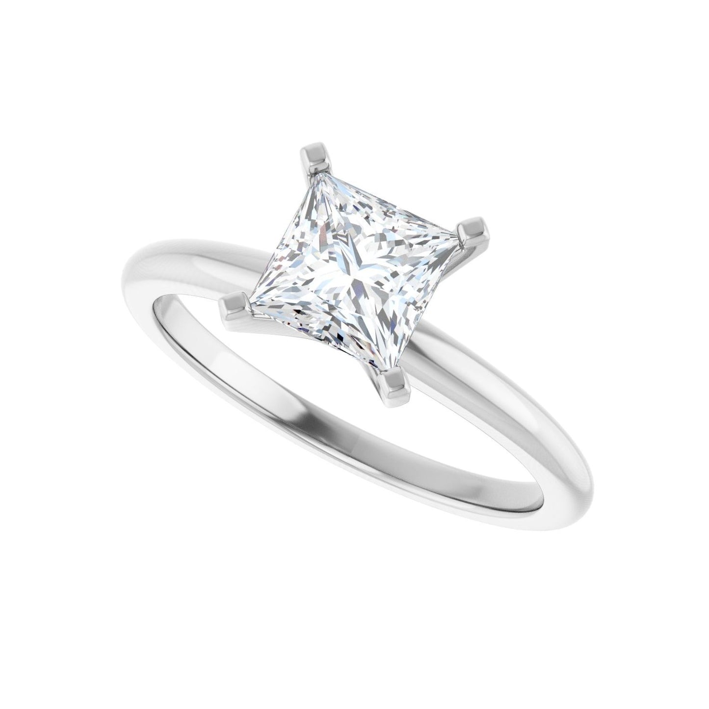 Square Engagement Ring | Metal Type=14K White Gold | Center Stone Size=1 CT | Image 5