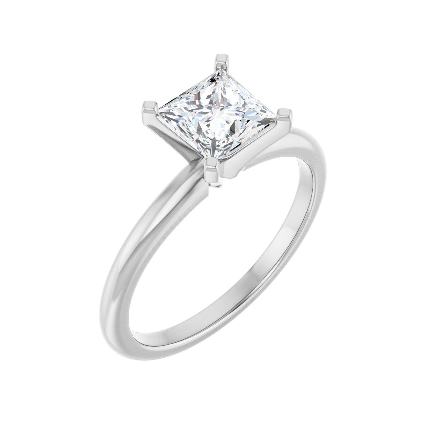 Square Engagement Ring | Metal Type=14K White Gold | Center Stone Size=1 CT | Image 1