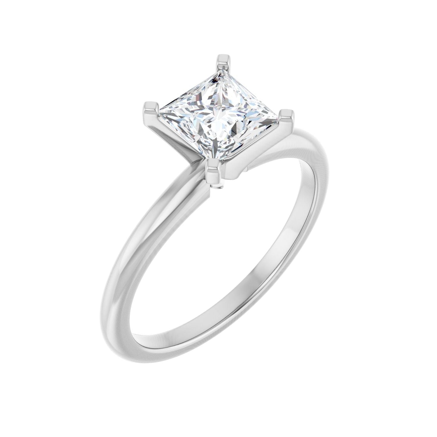 Square Engagement Ring | Metal Type=14K White Gold | Center Stone Size=1 CT | Image 1