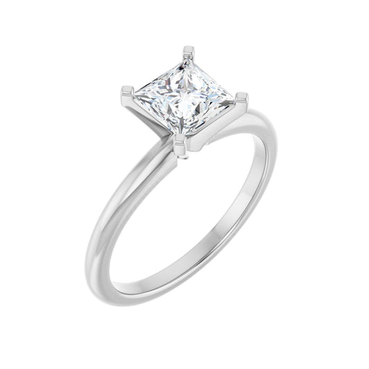 Square Engagement Ring | Metal Type=14K White Gold | Center Stone Size=1 CT | Image 1