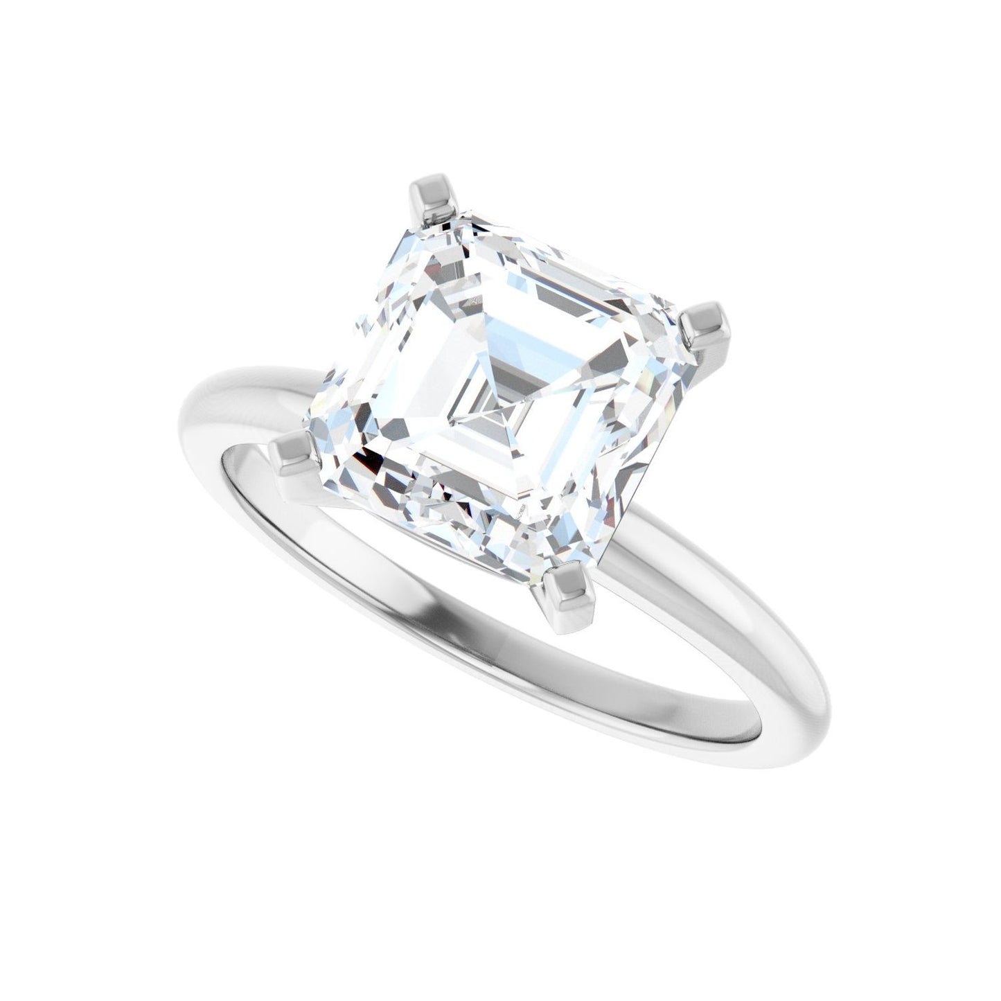 Asscher Engagement Ring | Metal Type=14K White Gold | Center Stone Size=3 CT | Image 5