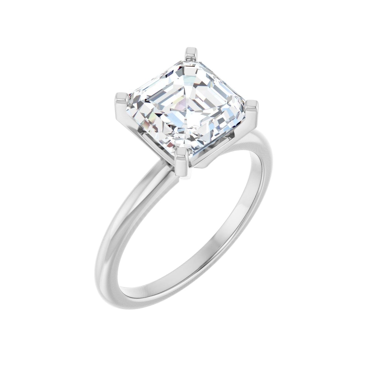Asscher Engagement Ring | Metal Type=14K White Gold | Center Stone Size=3 CT | Image 1