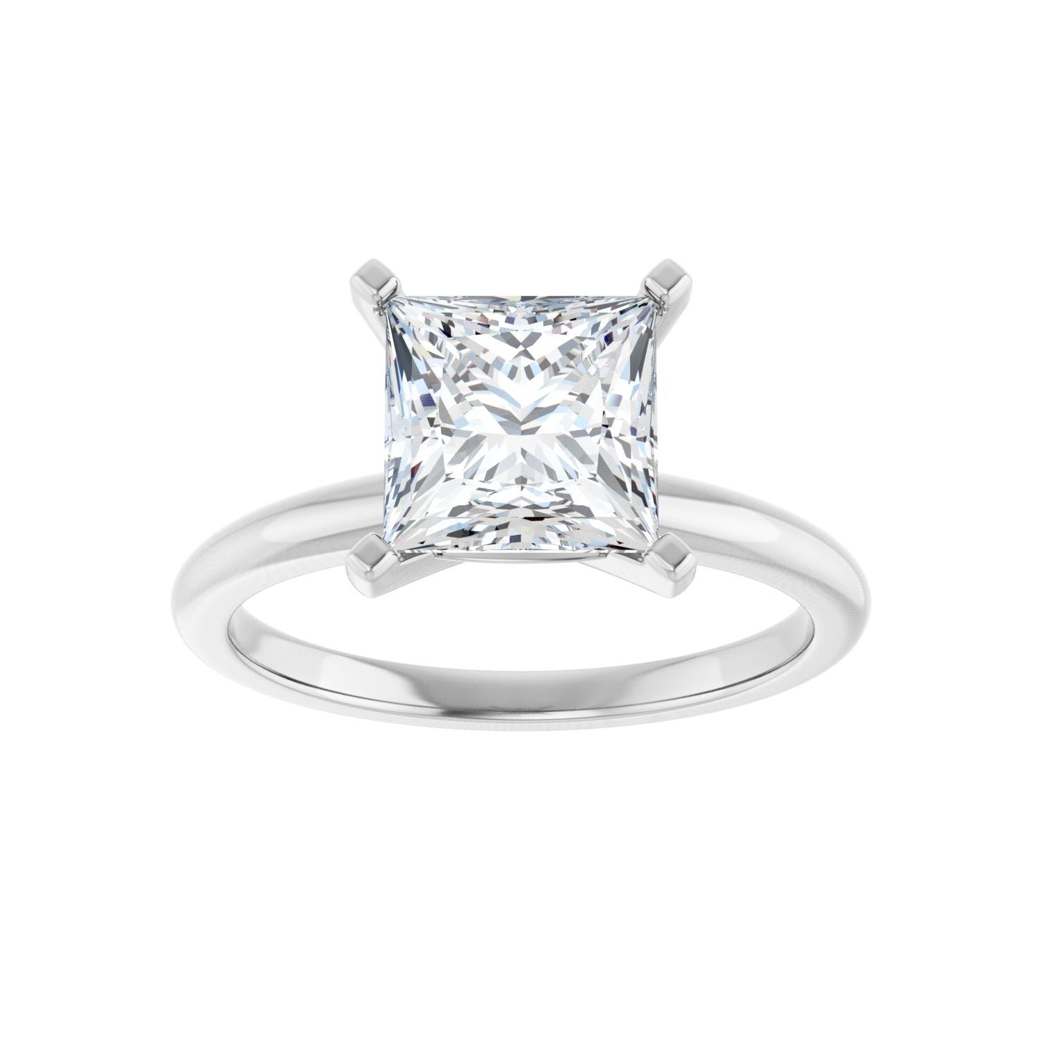 Square Engagement Ring | Metal Type=14K White Gold | Center Stone Size=2 CT | Image 3
