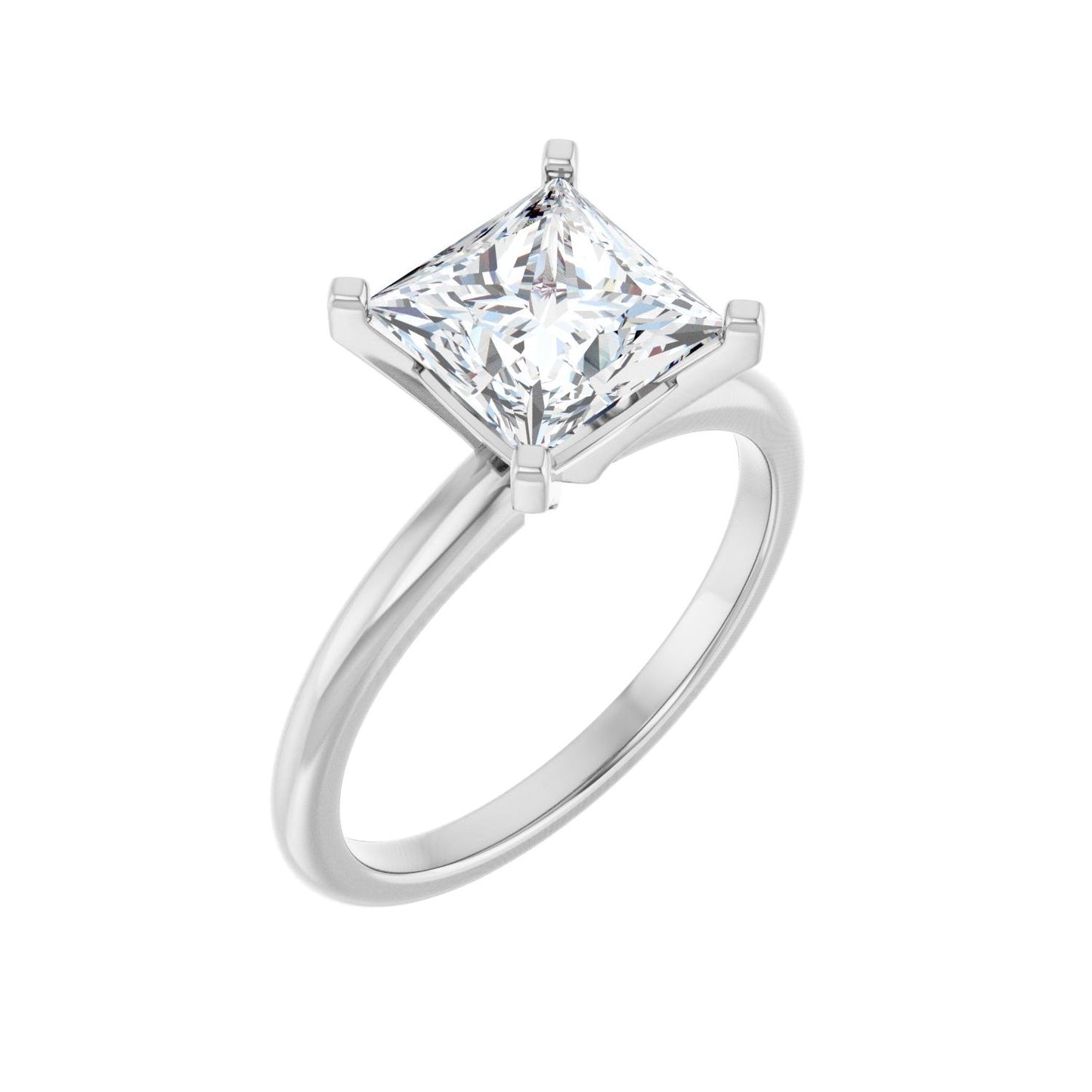 Square Engagement Ring | Metal Type=14K White Gold | Center Stone Size=2 CT | Image 1