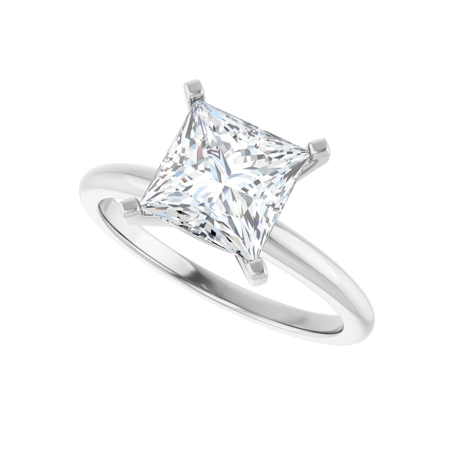 Square Engagement Ring | Metal Type=14K White Gold | Center Stone Size=2 CT | Image 5