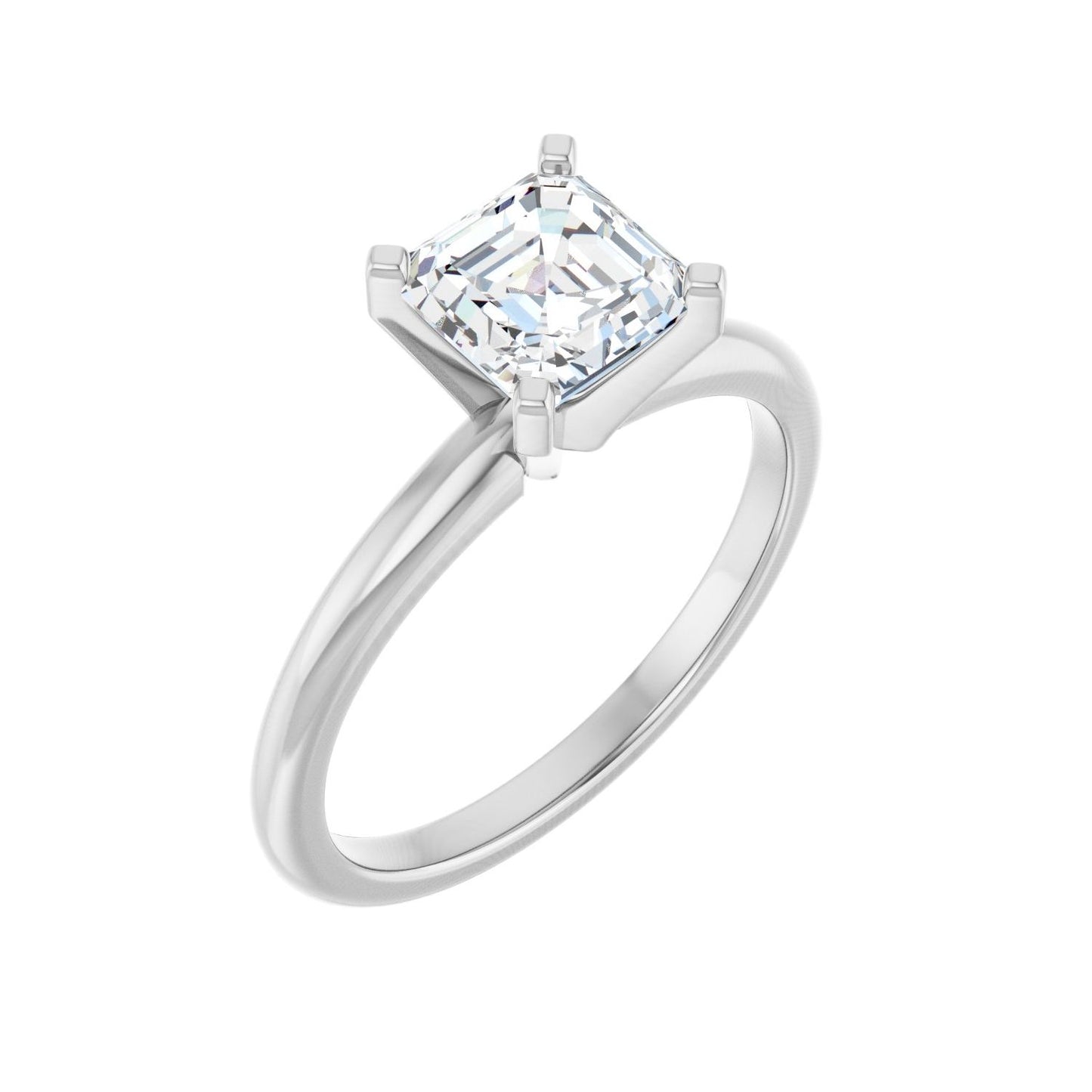 Asscher Engagement Ring | Metal Type=14K White Gold | Center Stone Size=1 CT | Image 1