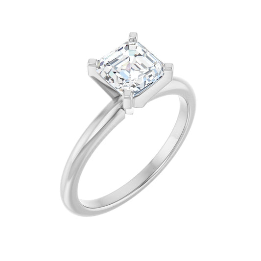 Asscher Engagement Ring | Metal Type=14K White Gold | Center Stone Size=1 CT | Image 1
