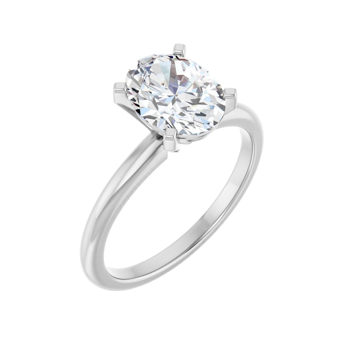 Oval Engagement Ring | Metal Type=14K White Gold | Center Stone Size=2 CT | Image 1