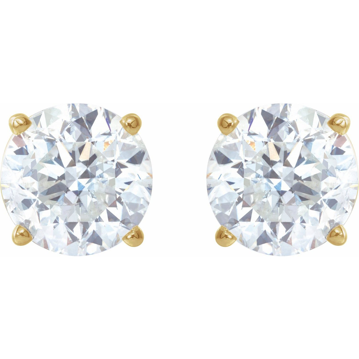 Round 4-Prong Lightweight Stud Earrings | Metal Type=14K Yellow Gold | Center Stone Size=1.5 TCW | Image 2