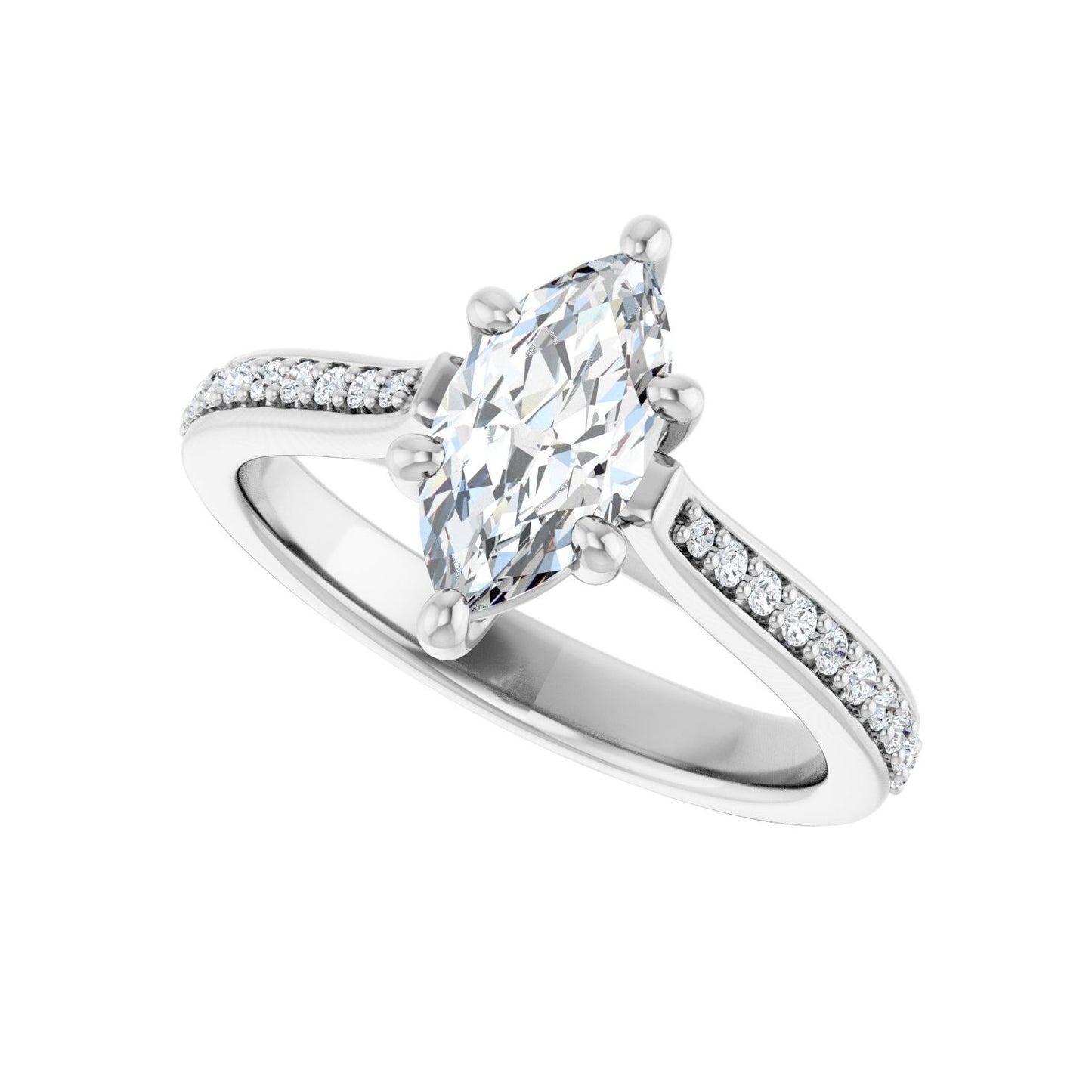 Marquise Engagement Ring | Metal Type=14K White Gold | Center Stone Size=1 CT | Image 5