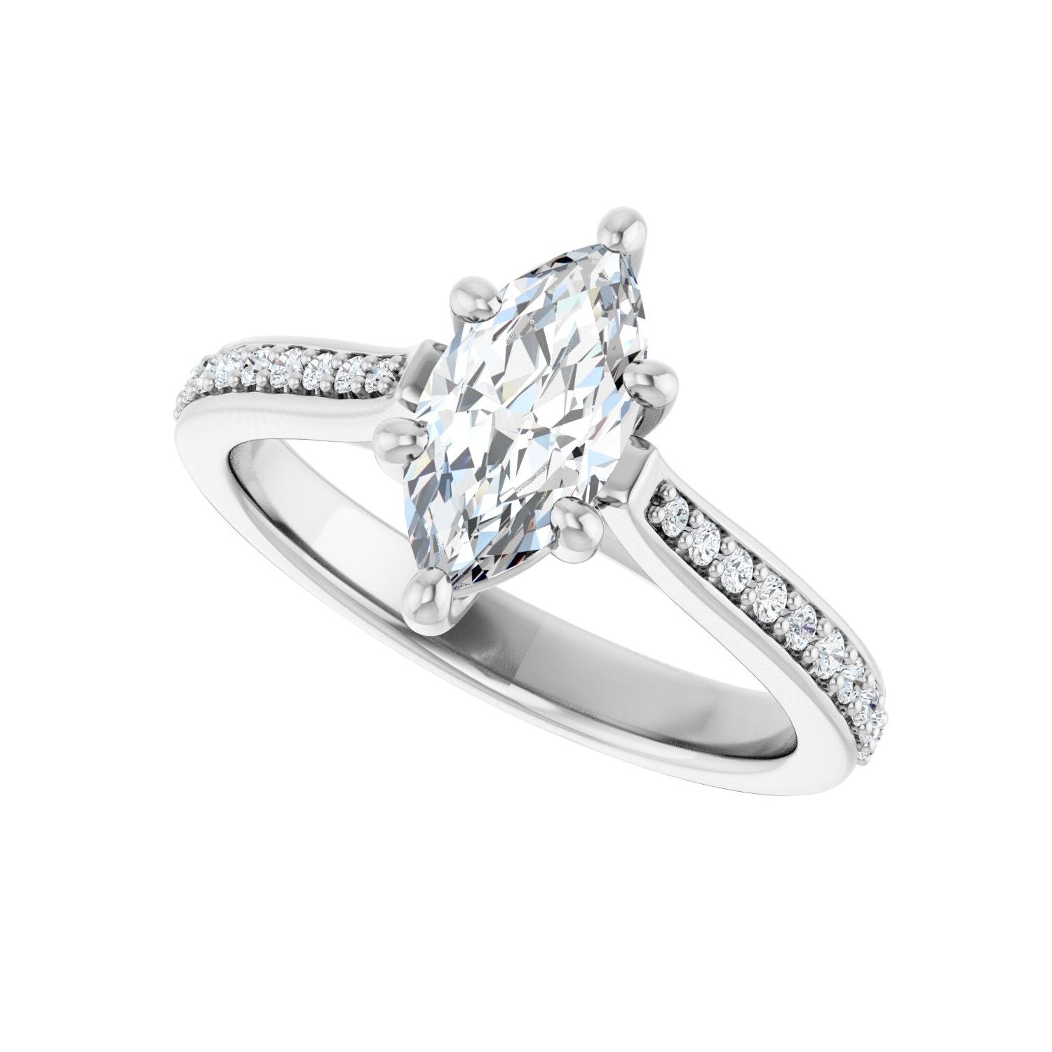Marquise Engagement Ring | Metal Type=14K White Gold | Center Stone Size=1 CT | Image 5