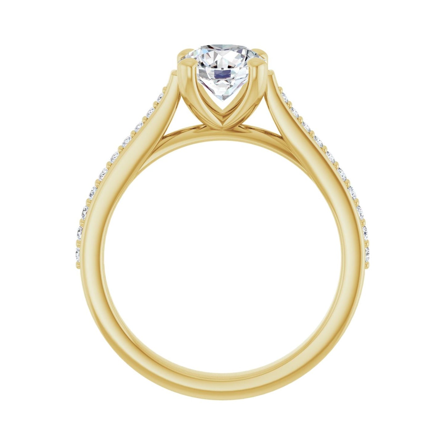 Round Engagement Ring | Metal Type=14K Yellow Gold | Center Stone Size=1 CT | Image 2