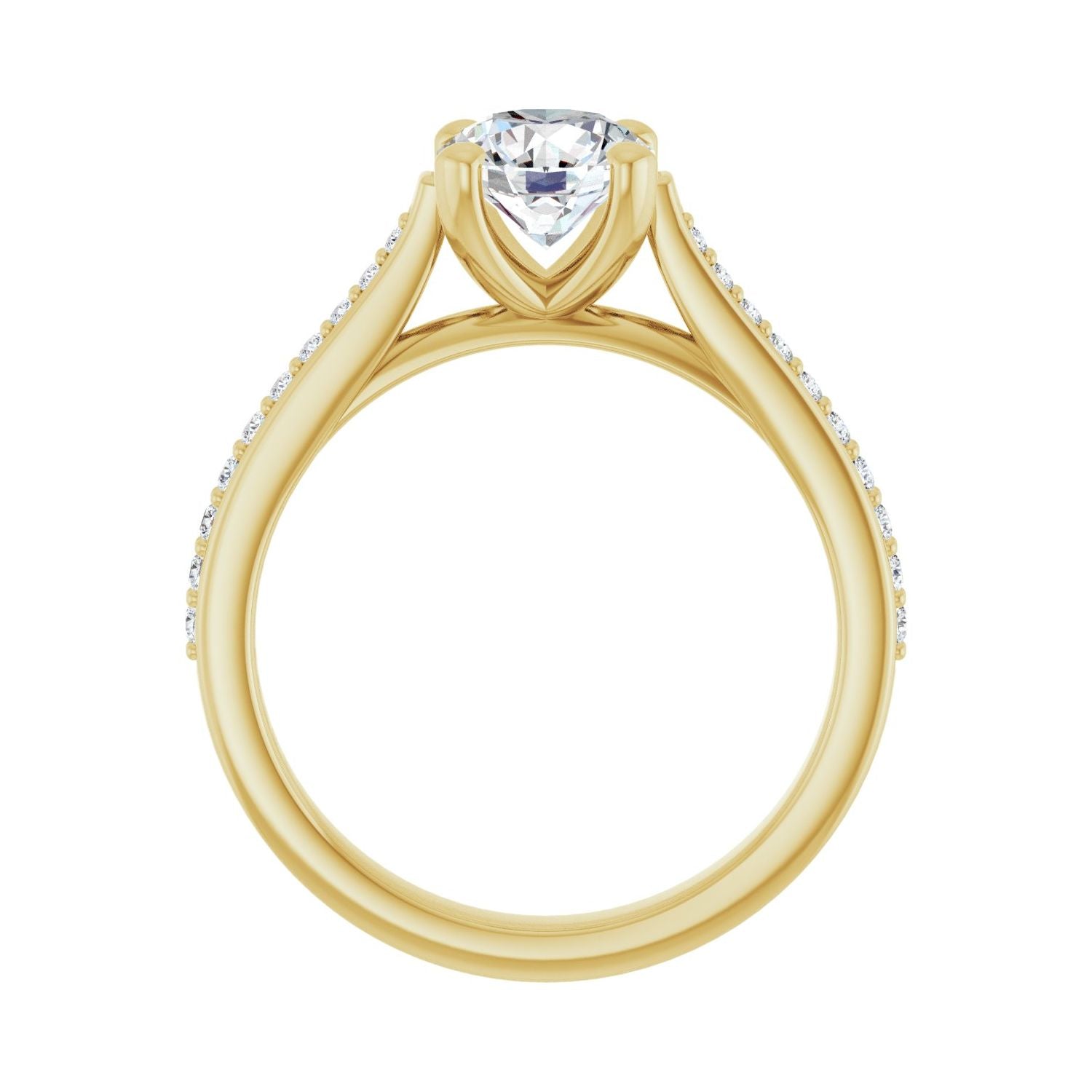Round Engagement Ring | Metal Type=14K Yellow Gold | Center Stone Size=1 CT | Image 2