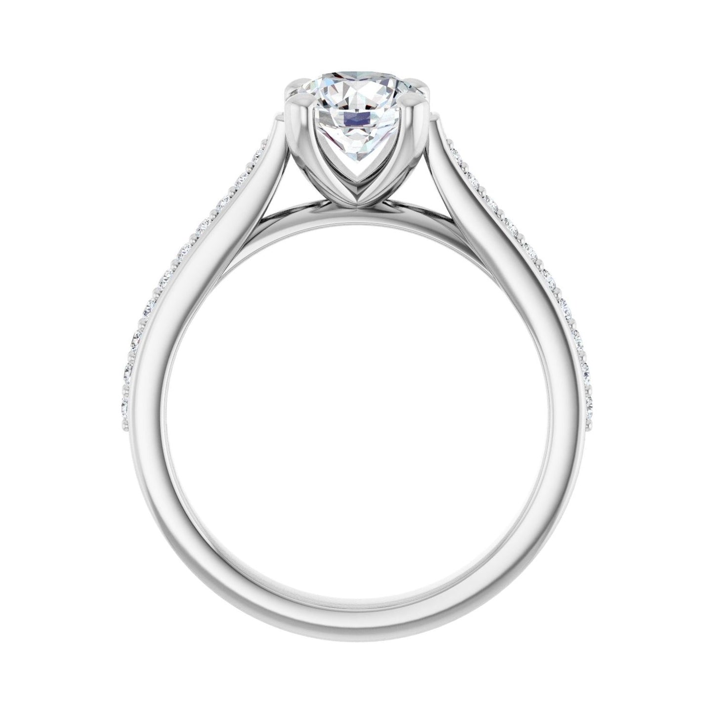 Round Engagement Ring | Metal Type=14K White Gold | Center Stone Size=1 CT | Image 2