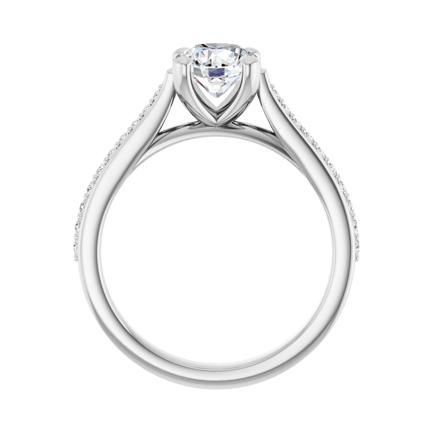 Round Engagement Ring | Metal Type=14K White Gold | Center Stone Size=1 CT | Image 2