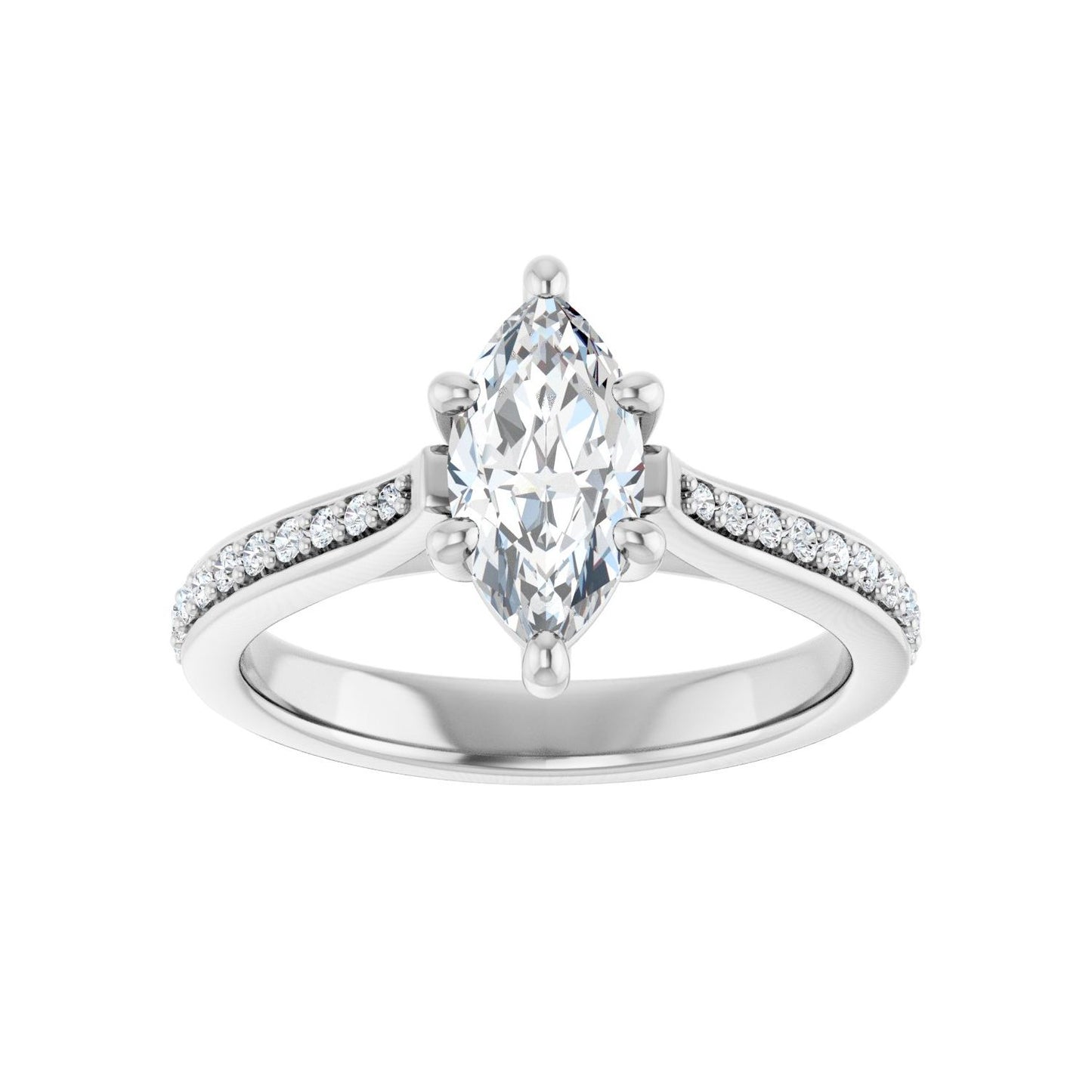 Marquise Engagement Ring | Metal Type=14K White Gold | Center Stone Size=1 CT | Image 3