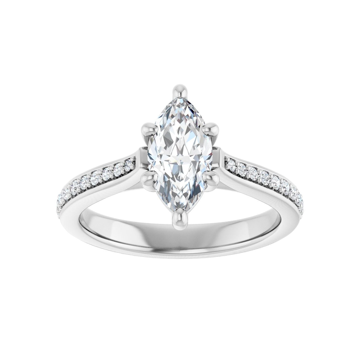 Marquise Engagement Ring | Metal Type=14K White Gold | Center Stone Size=1 CT | Image 3
