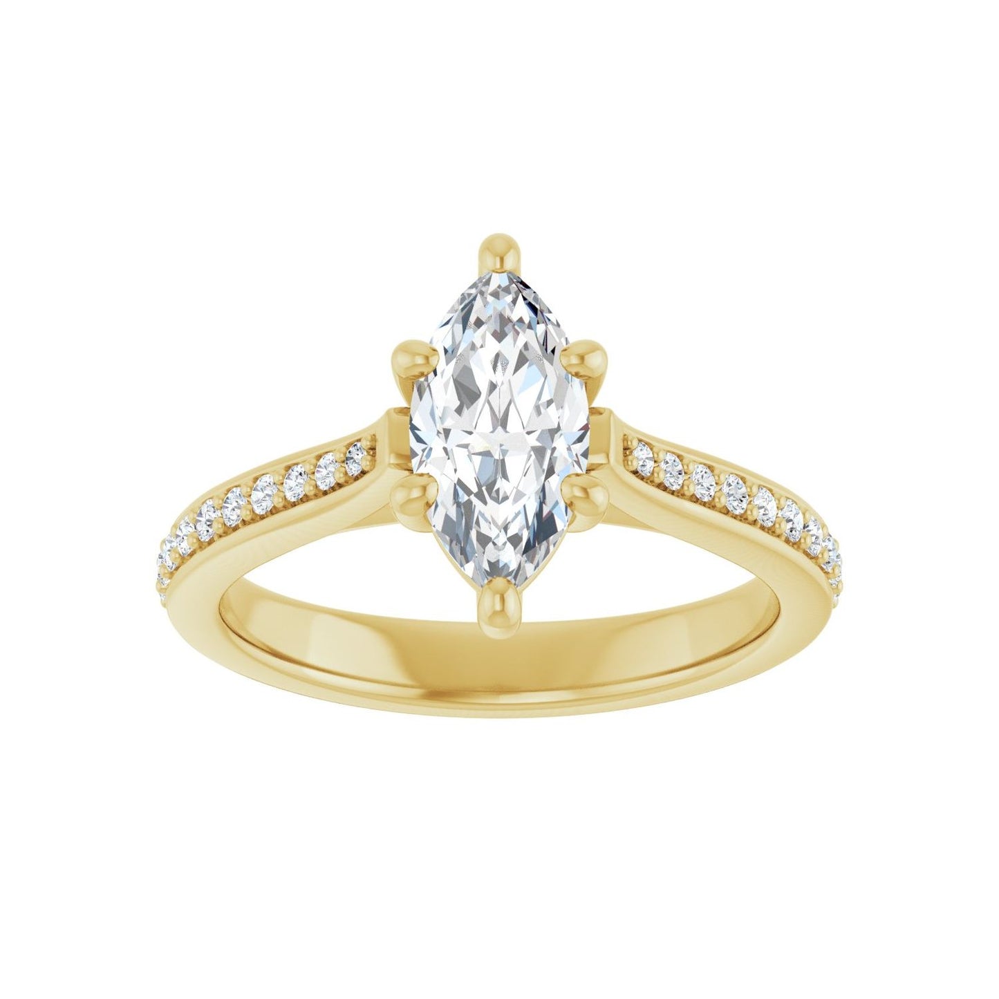 Marquise Engagement Ring | Metal Type=14K Yellow Gold | Center Stone Size=1 CT | Image 3