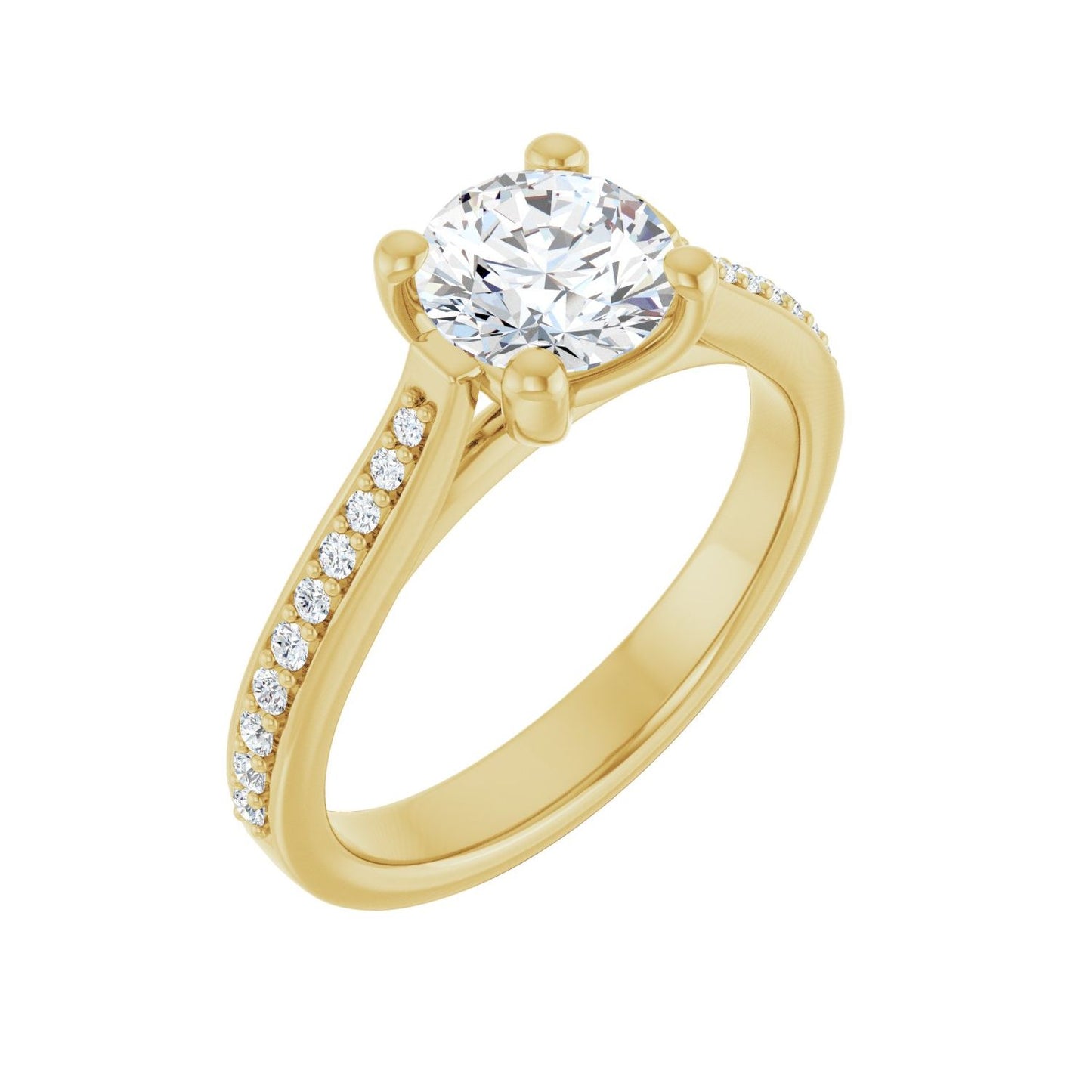 Round Engagement Ring | Metal Type=14K Yellow Gold | Center Stone Size=1 CT | Image 1