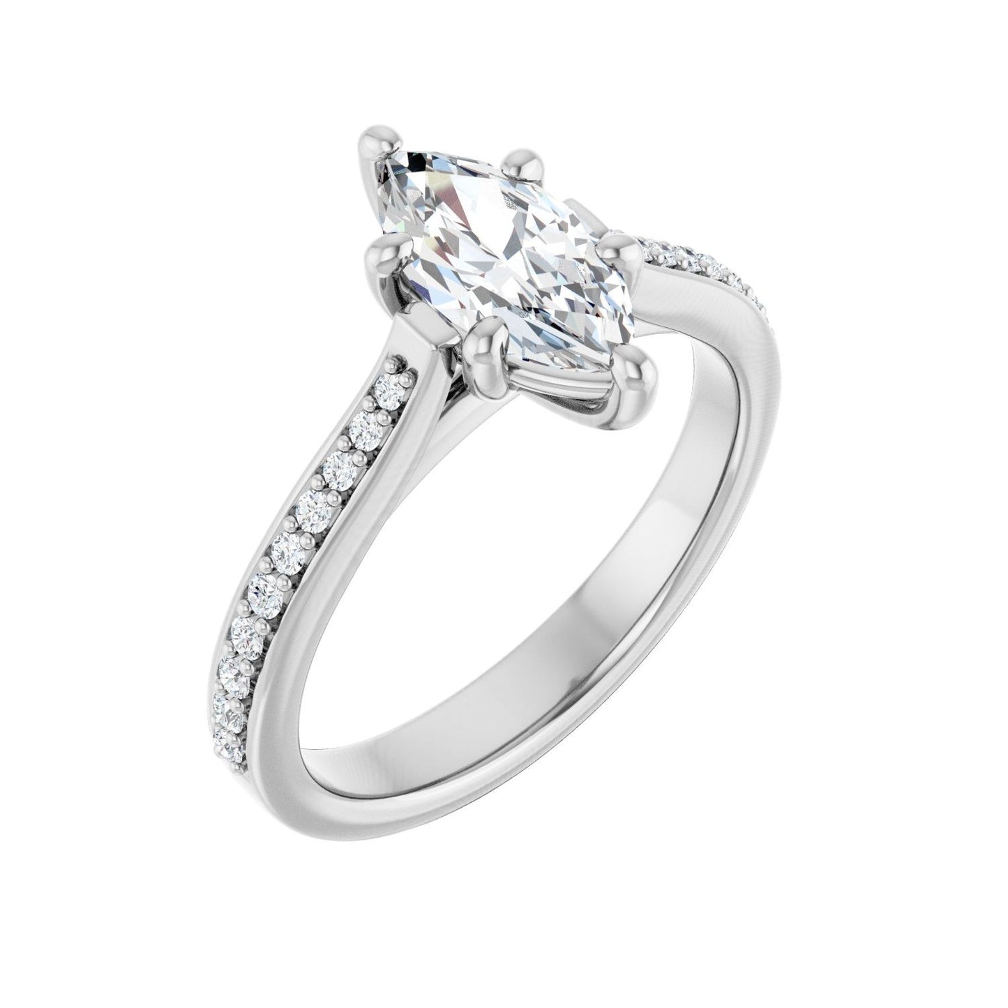 Marquise Engagement Ring | Metal Type=14K White Gold | Center Stone Size=1 CT | Image 1