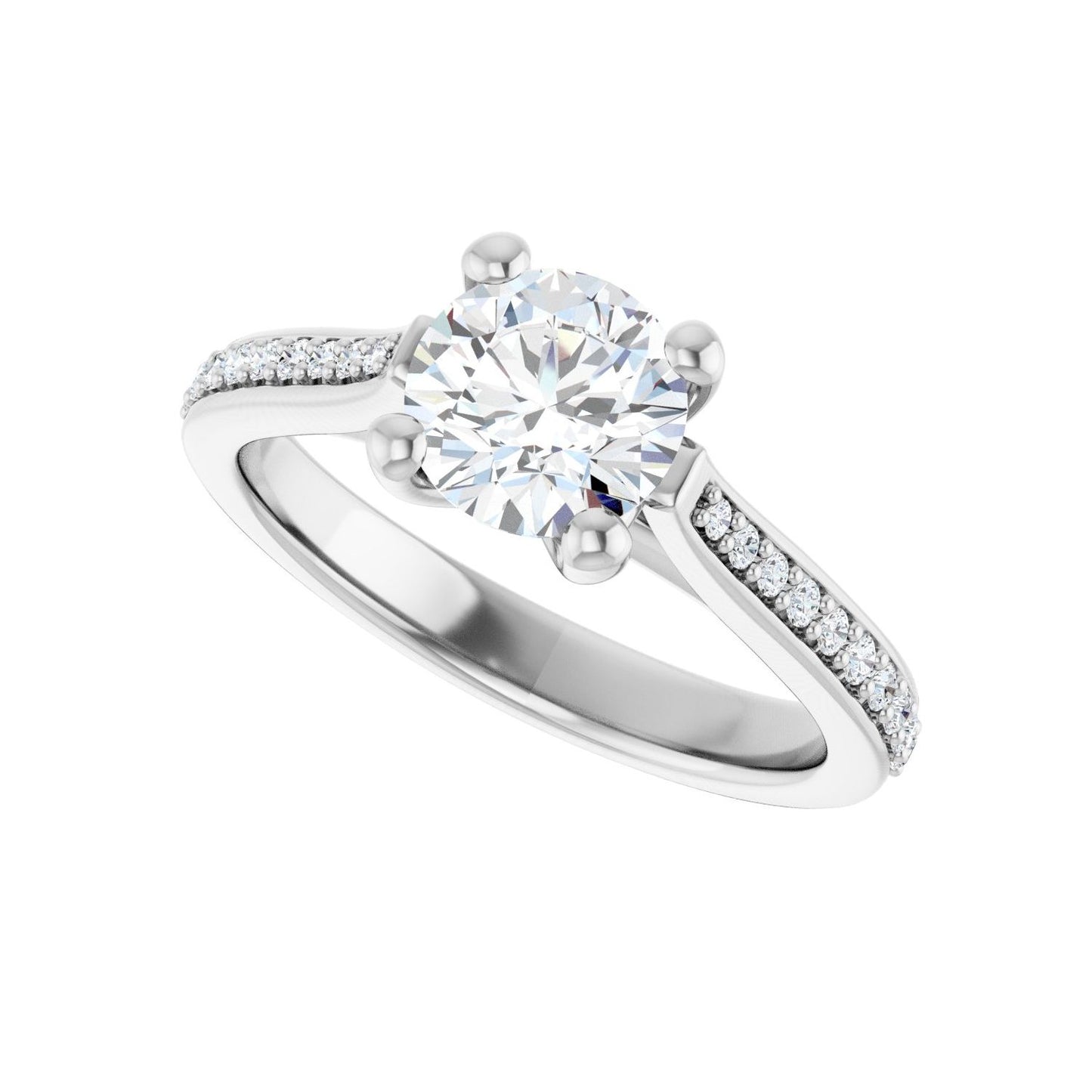 Round Engagement Ring | Metal Type=14K White Gold | Center Stone Size=1 CT | Image 5