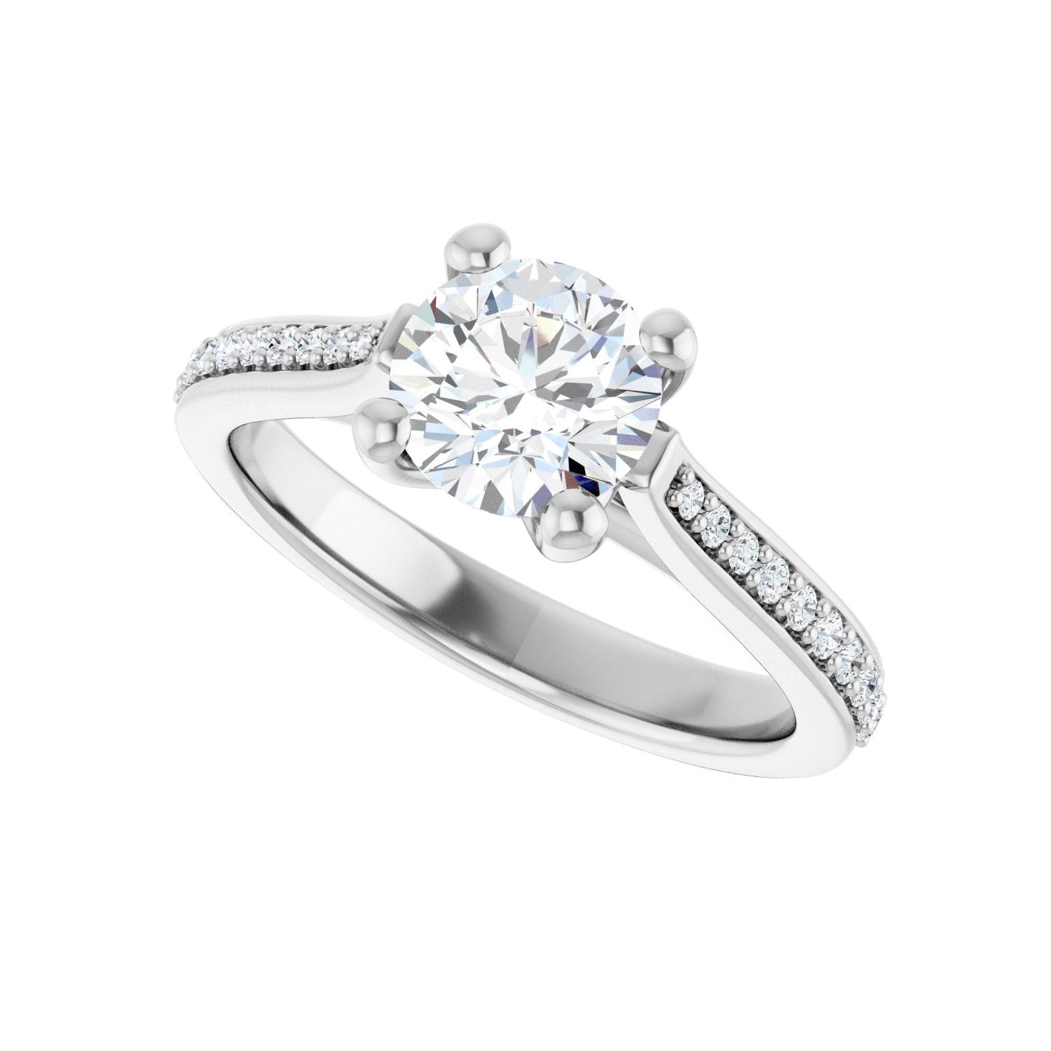 Round Engagement Ring | Metal Type=14K White Gold | Center Stone Size=1 CT | Image 5