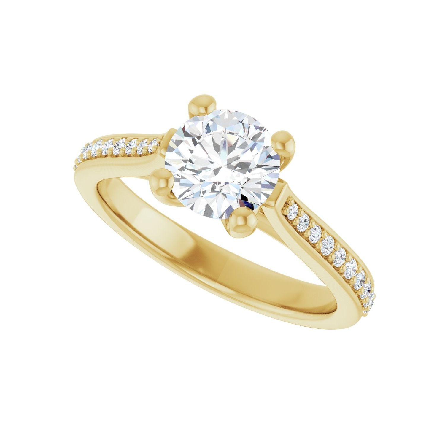 Round Engagement Ring | Metal Type=14K Yellow Gold | Center Stone Size=1 CT | Image 5