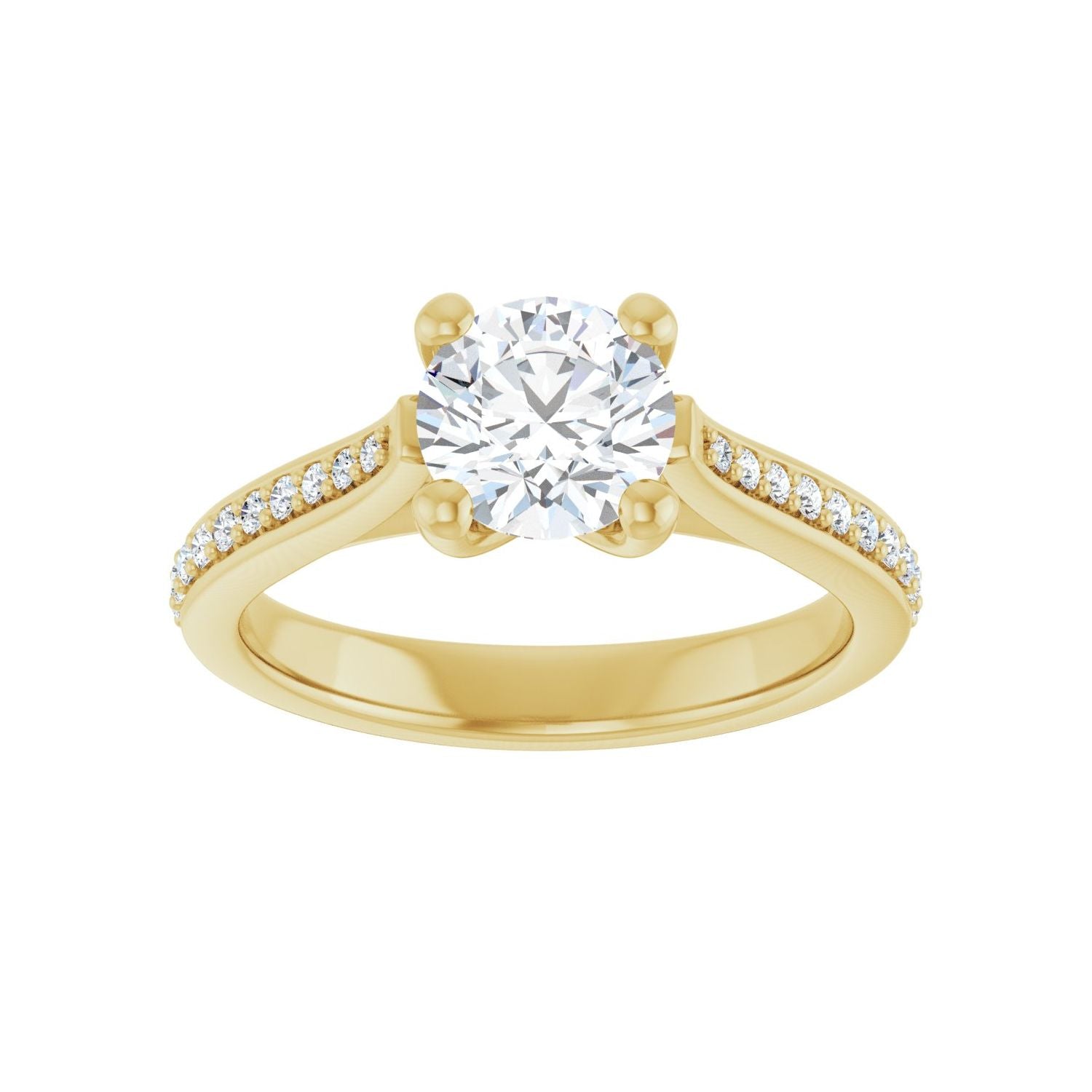 Round Engagement Ring | Metal Type=14K Yellow Gold | Center Stone Size=1 CT | Image 3