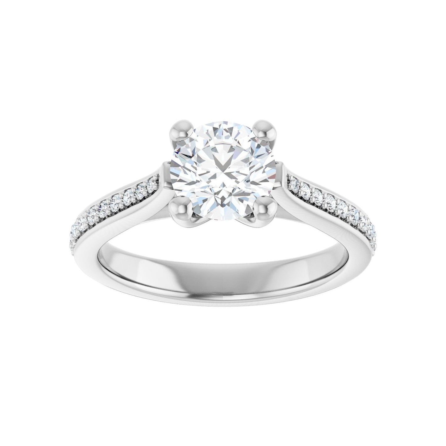 Round Engagement Ring | Metal Type=14K White Gold | Center Stone Size=1 CT | Image 3