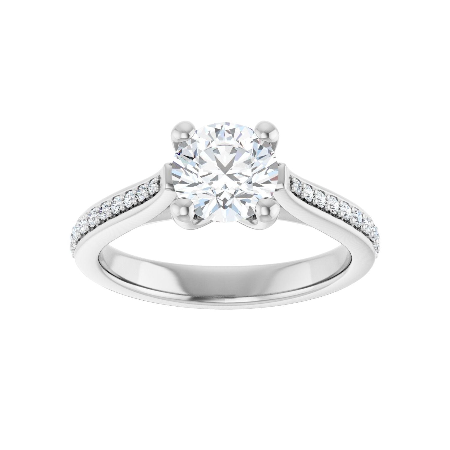 Round Engagement Ring | Metal Type=14K White Gold | Center Stone Size=1 CT | Image 3
