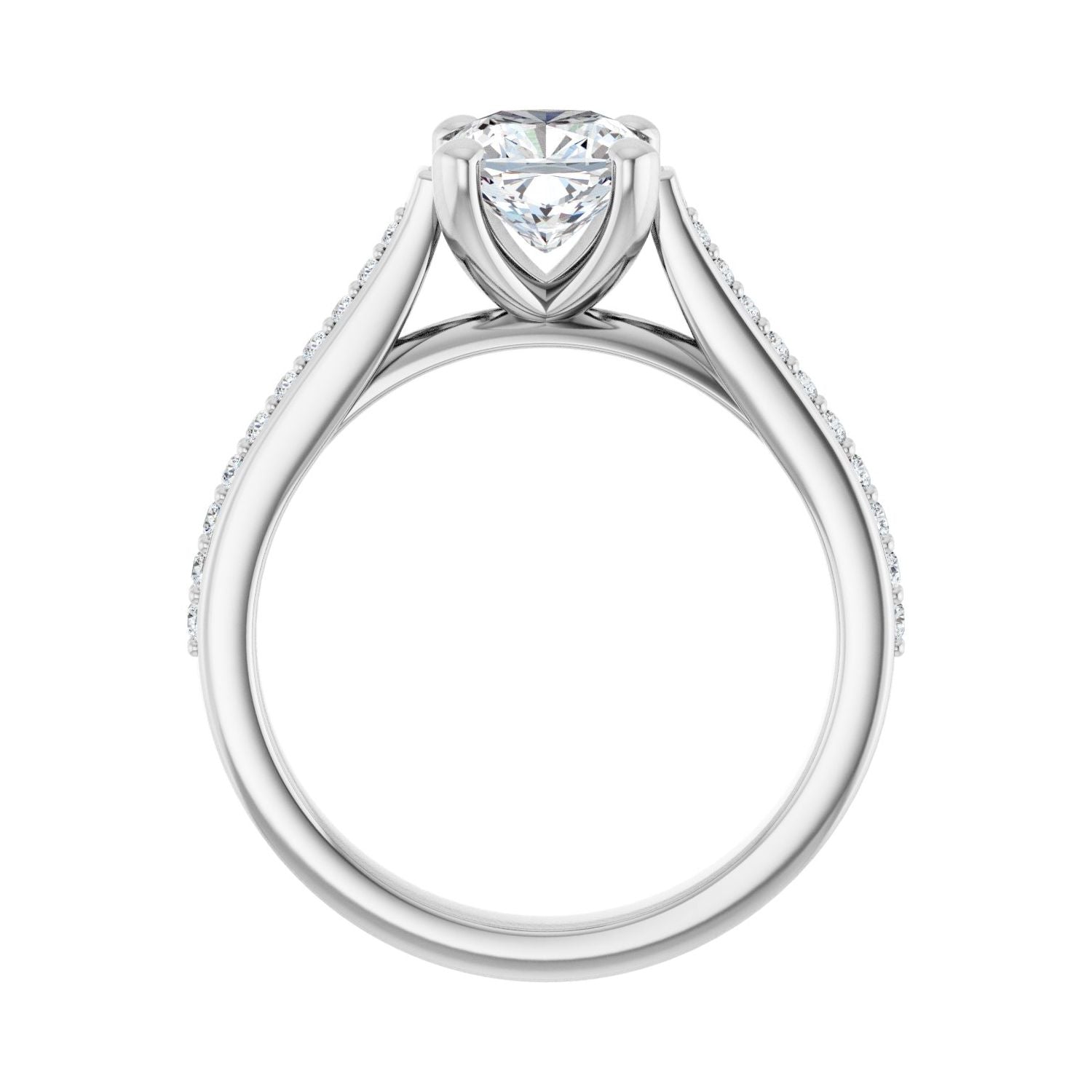 Cushion Engagement Ring | Metal Type=14K White Gold | Center Stone Size=1 CT | Image 2